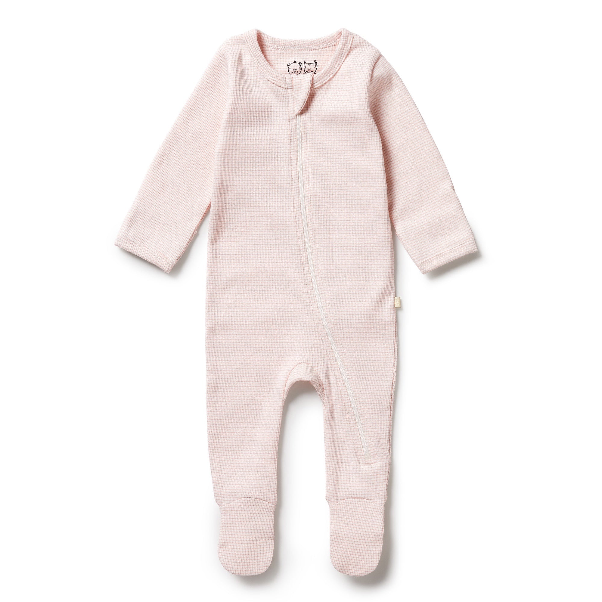 Wilson & Frenchy - Cantaloupe Organic Stripe Rib Zipsuit  with Feet