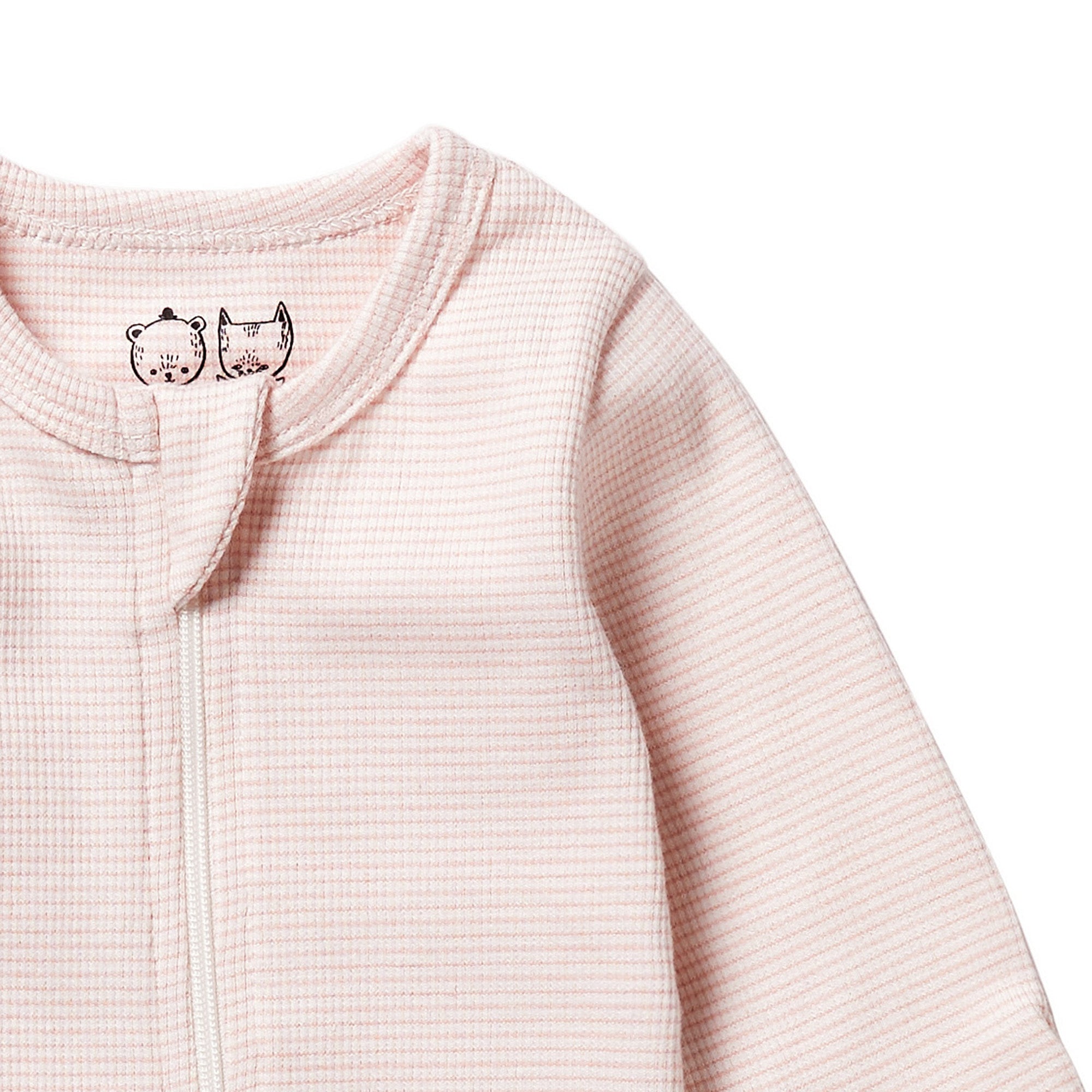 Wilson & Frenchy - Cantaloupe Organic Stripe Rib Zipsuit  with Feet