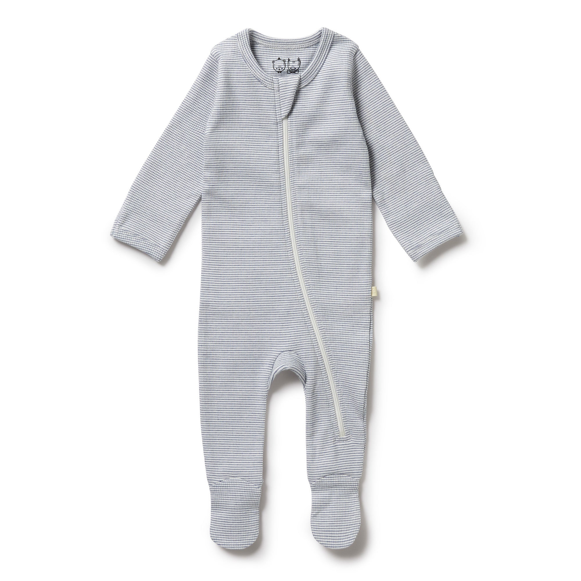 Wilson & Frenchy - Raindrop Organic Stripe Rib Zipsuit With Feet