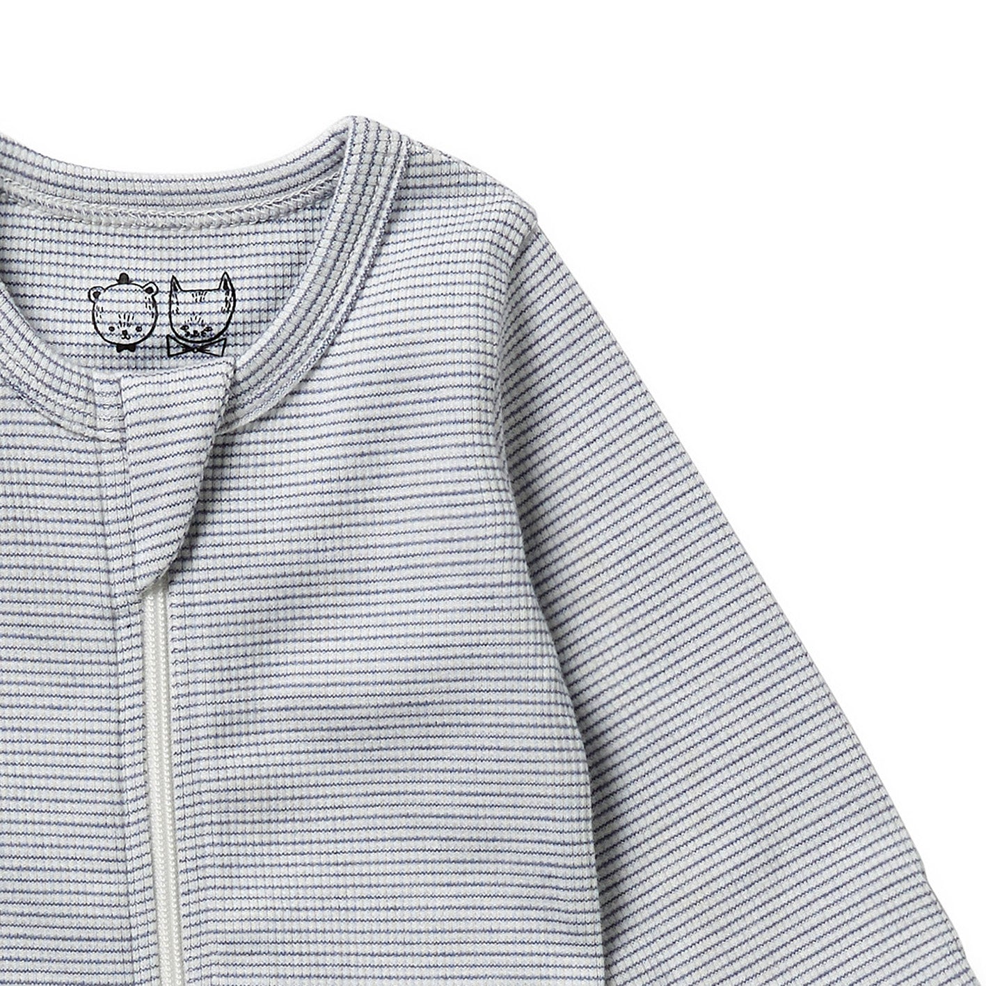 Wilson & Frenchy - Raindrop Organic Stripe Rib Zipsuit With Feet