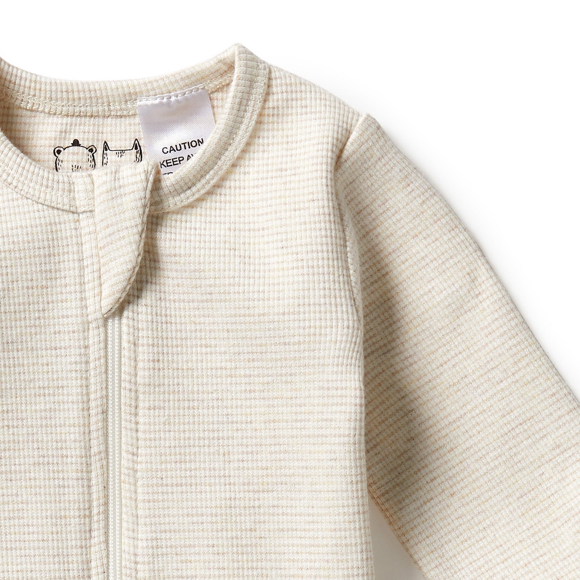 Wilson & Frenchy - Oatmeal Organic Stripe Rib Zipsuit  with Feet