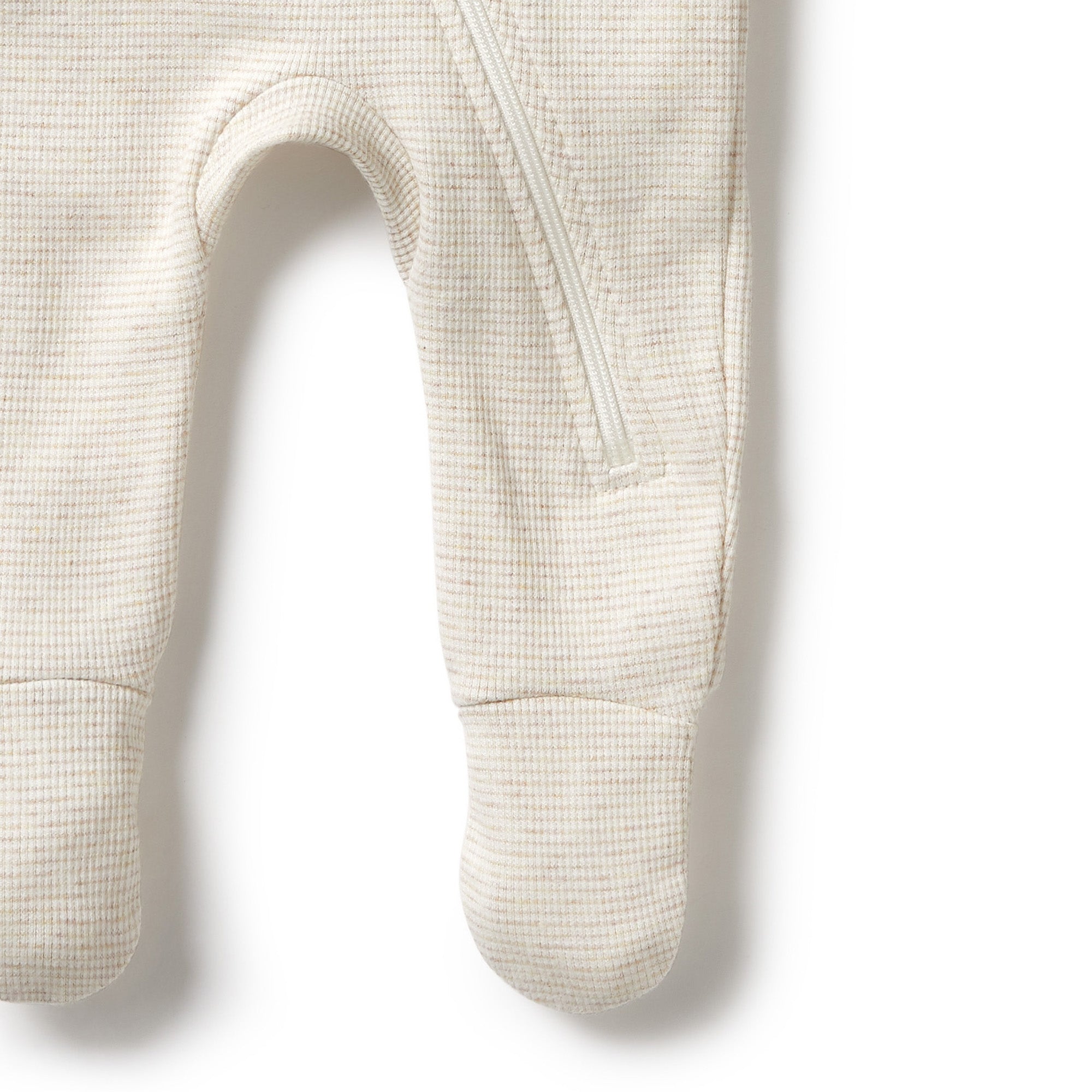 Wilson & Frenchy - Oatmeal Organic Stripe Rib Zipsuit  with Feet