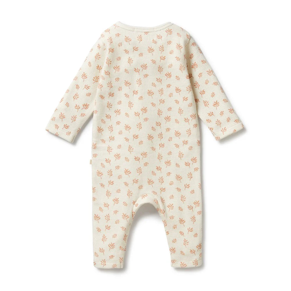 Wilson & Frenchy - Winter Blooms Organic Waffle Ruffle Zipsuit