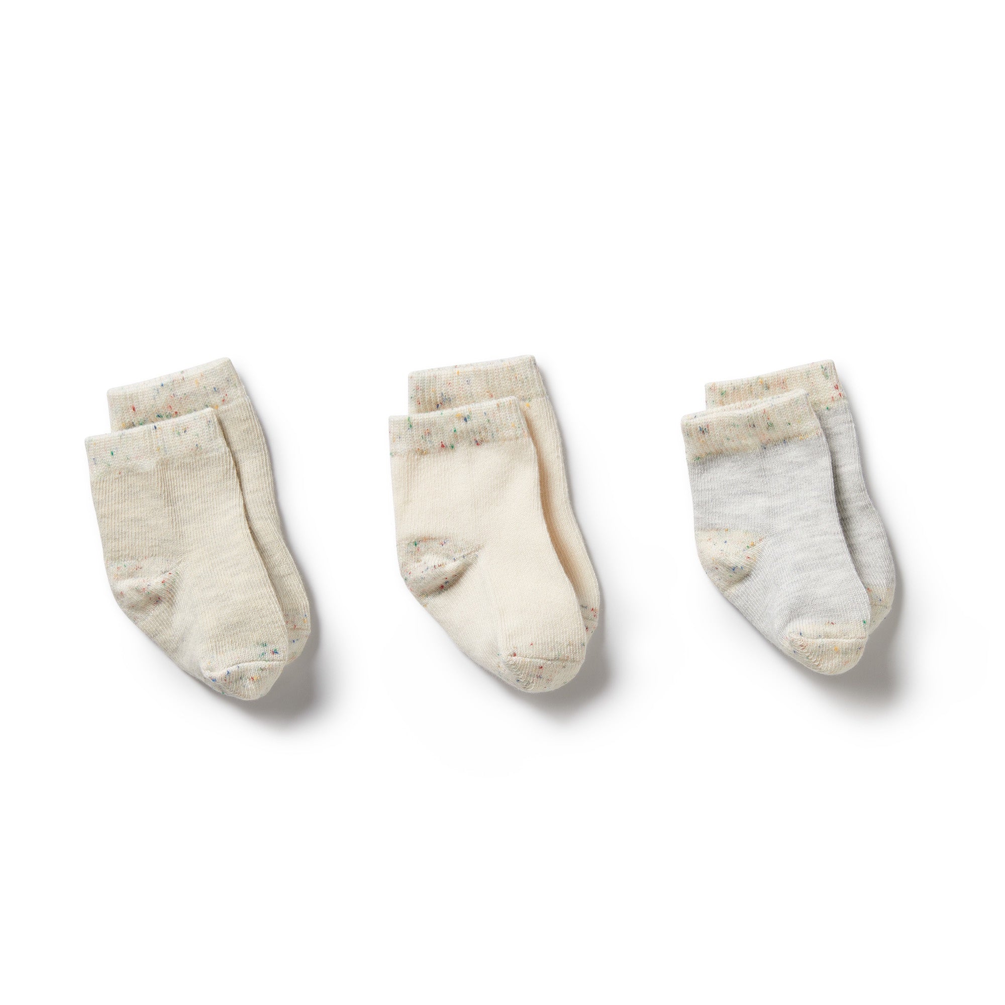 Wilson & Frenchy - Organic 3 Pack Baby Socks - Cream, Oatmeal, Grey Cloud