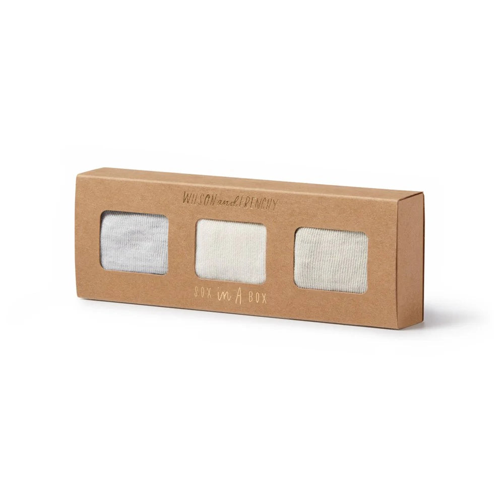 Wilson & Frenchy - Organic 3 Pack Baby Socks - Cream, Oatmeal, Grey Cloud