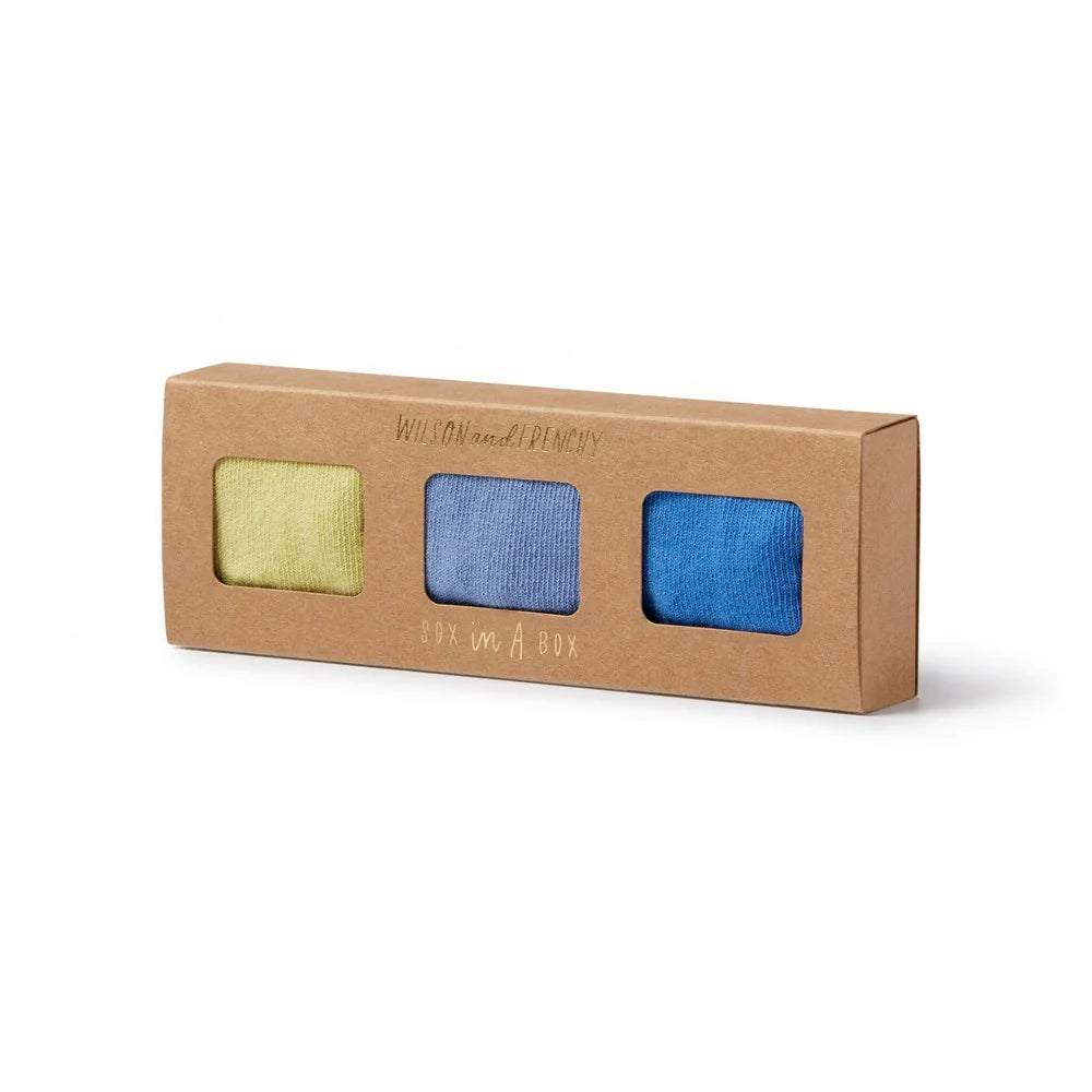 Wilson & Frenchy - Organic 3 Pack Baby Socks - Endive, Bluebell, Blue