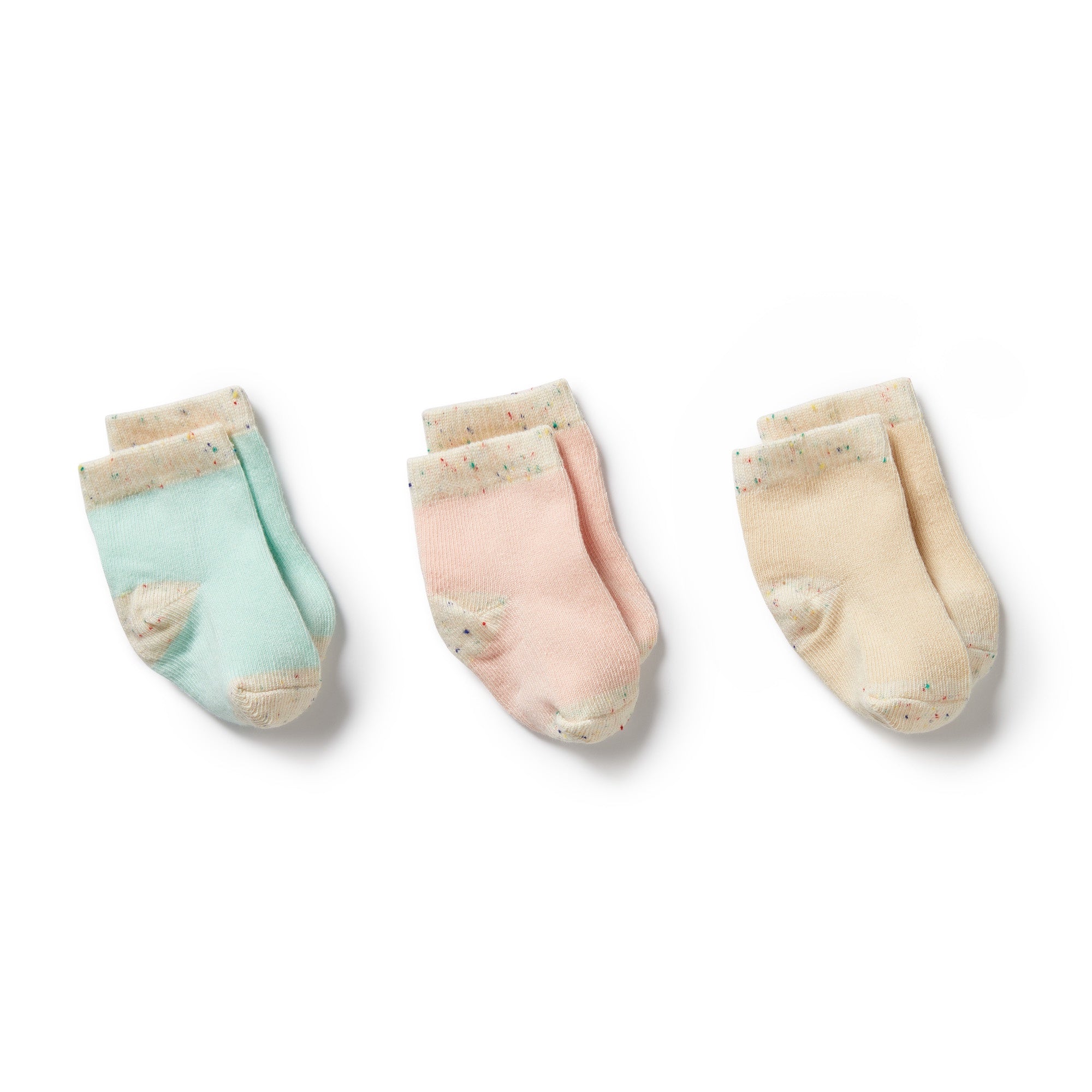 Wilson & Frenchy - Organic 3 Pack Baby Socks - Mint Green, Cream & Pink