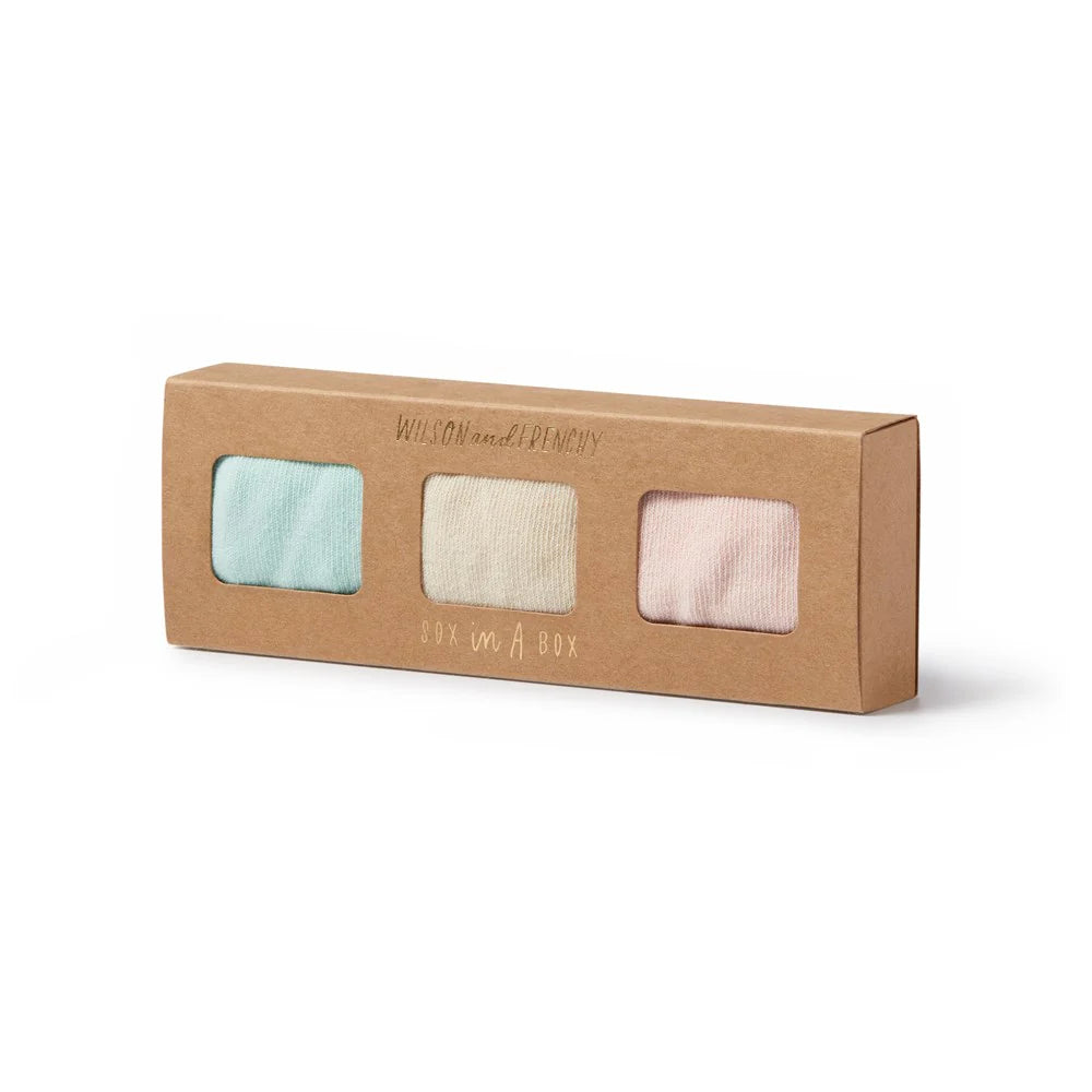 Wilson & Frenchy - Organic 3 Pack Baby Socks - Mint Green, Cream & Pink