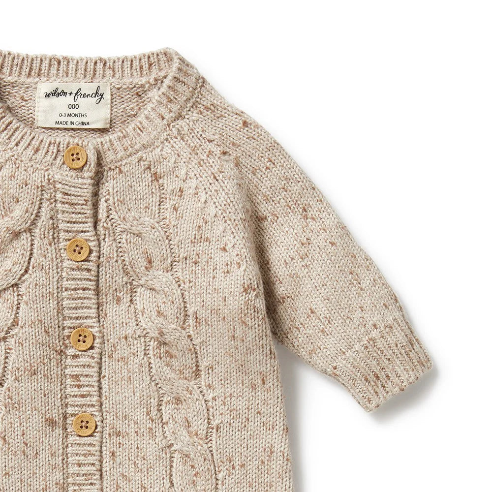 Wilson & Frenchy - Knitted Cable Growsuit - Almond Fleck