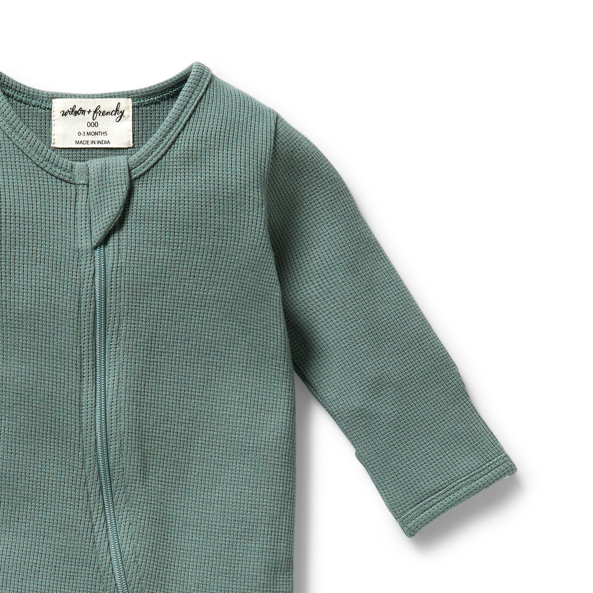 Wilson & Frenchy - Pine Green Organic Waffle Zipsuit