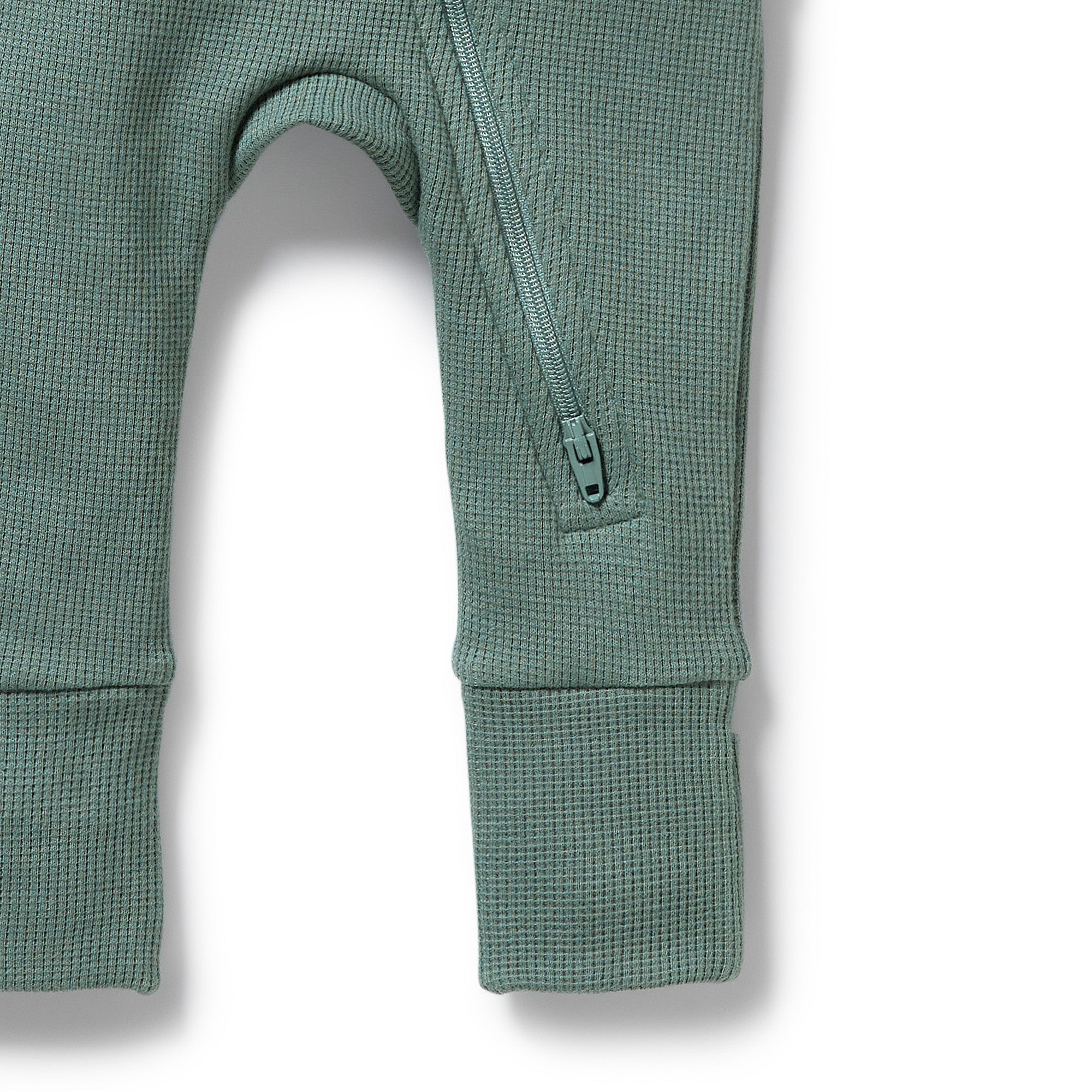 Wilson & Frenchy - Pine Green Organic Waffle Zipsuit