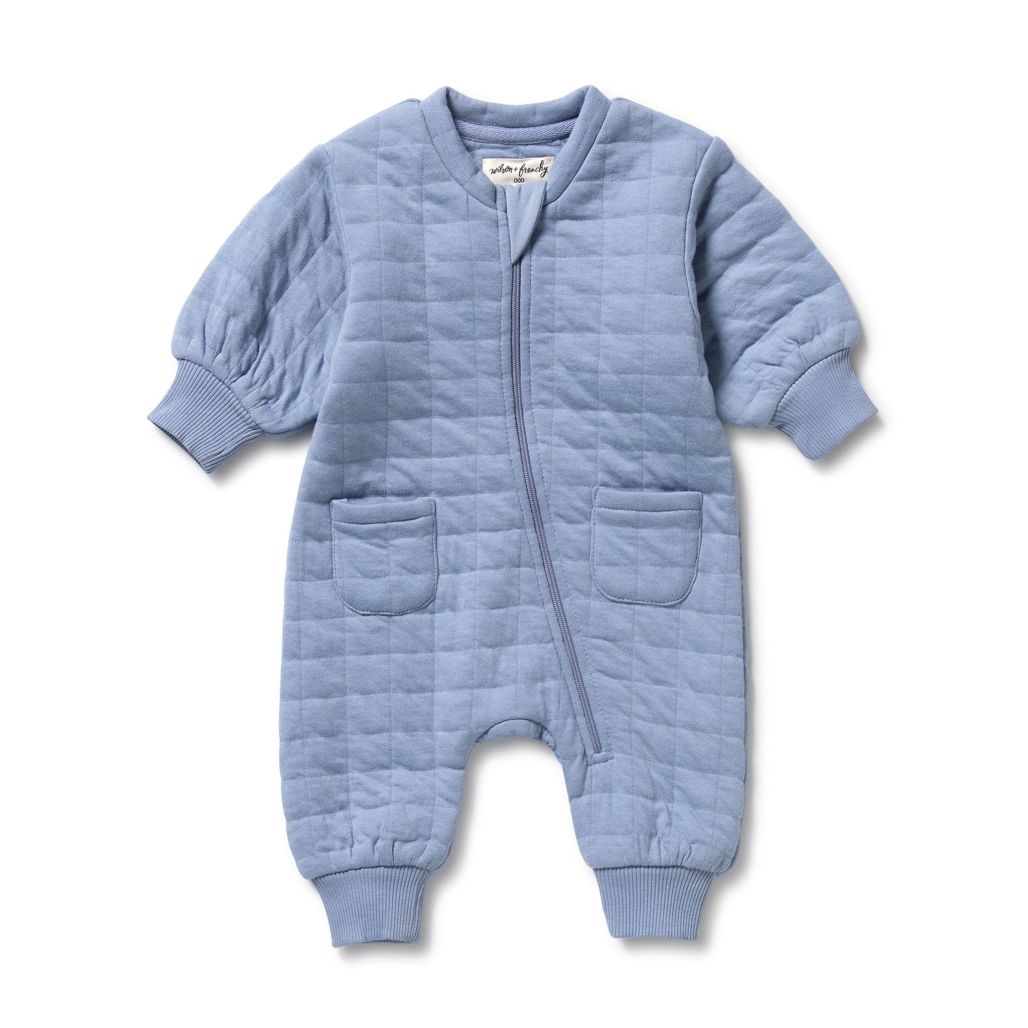 Wilson & Frenchy - Sky Blue Organic Quilted Growsuit