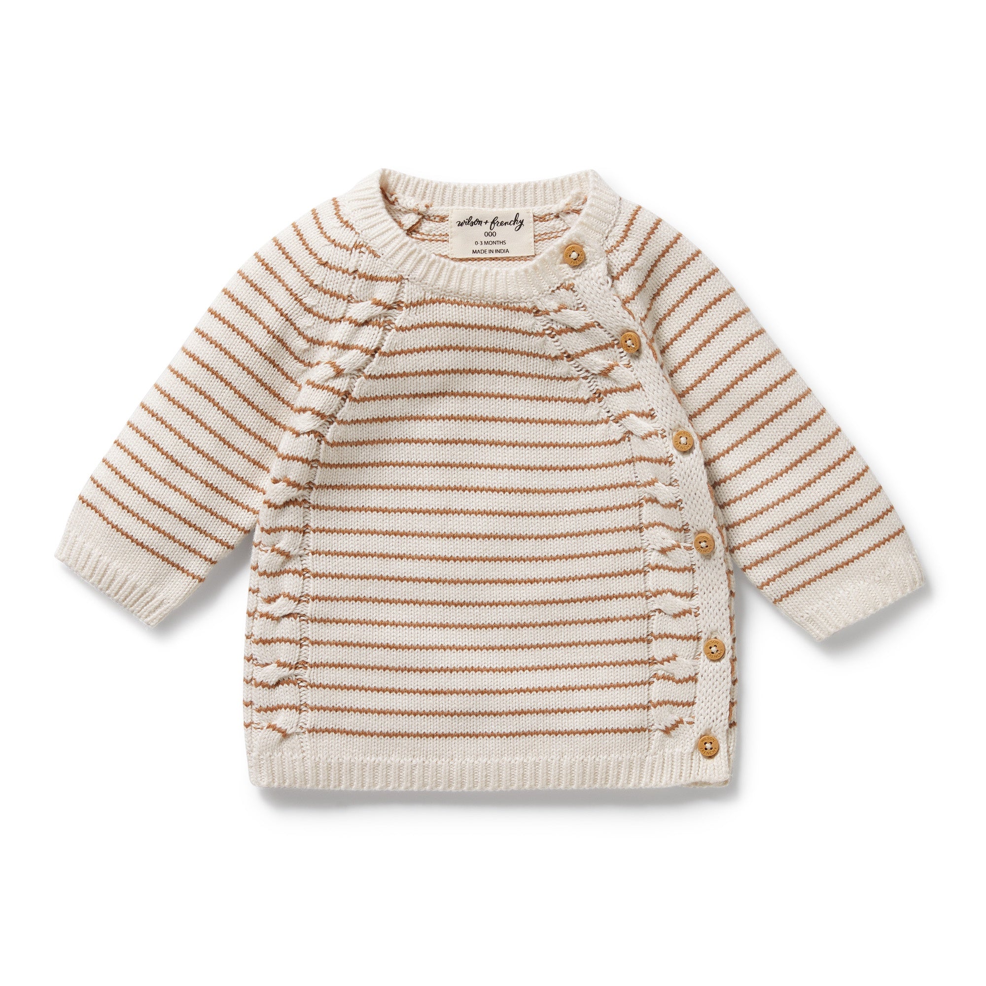 Wilson & Frenchy - Cinnamon Stripe Organic Knitted Kimono Cardigan