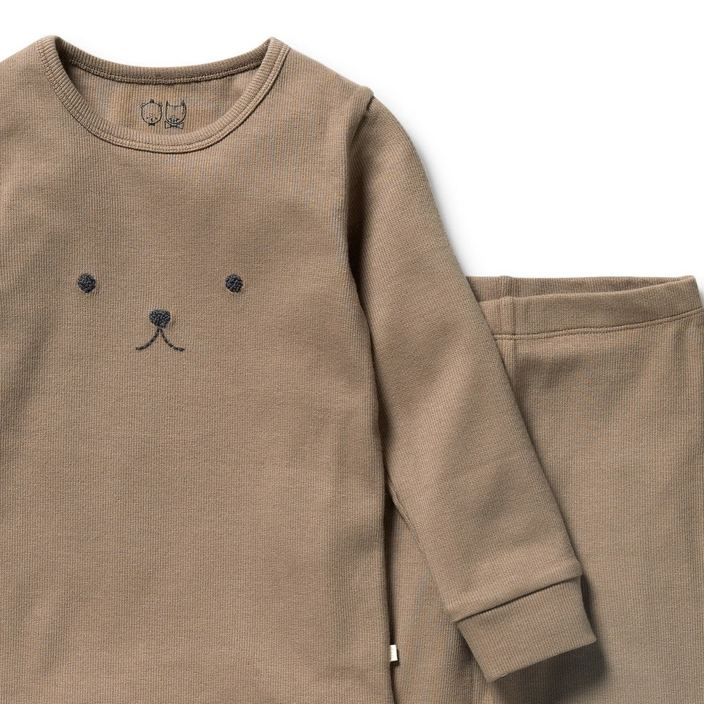 Wilson & Frenchy - Walnut Organic Rib Long Sleeved Pyjamas
