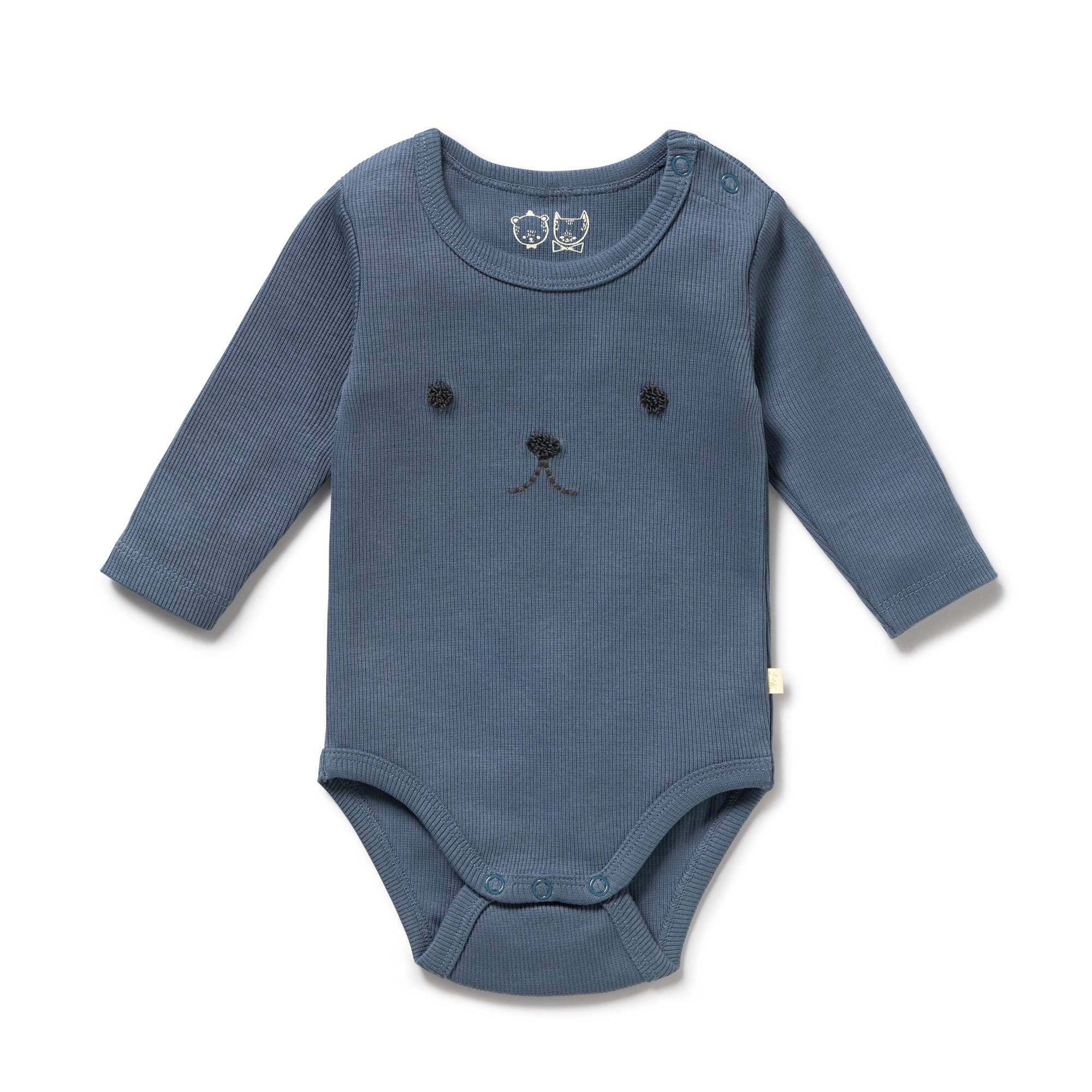 Wilson & Frenchy - Twilight Blue Organic Rib Long Sleeved Bodysuit