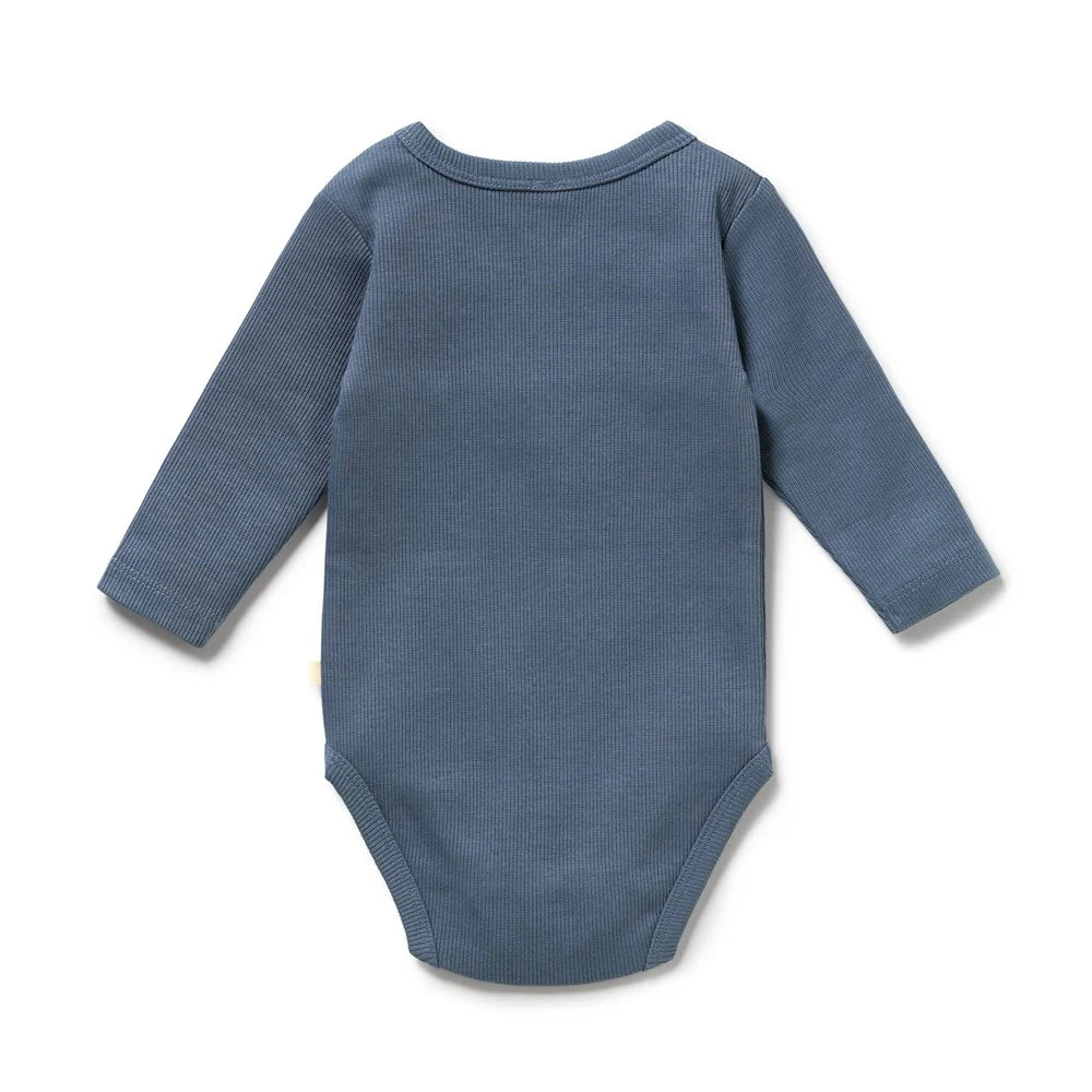 Wilson & Frenchy - Twilight Blue Organic Rib Long Sleeved Bodysuit