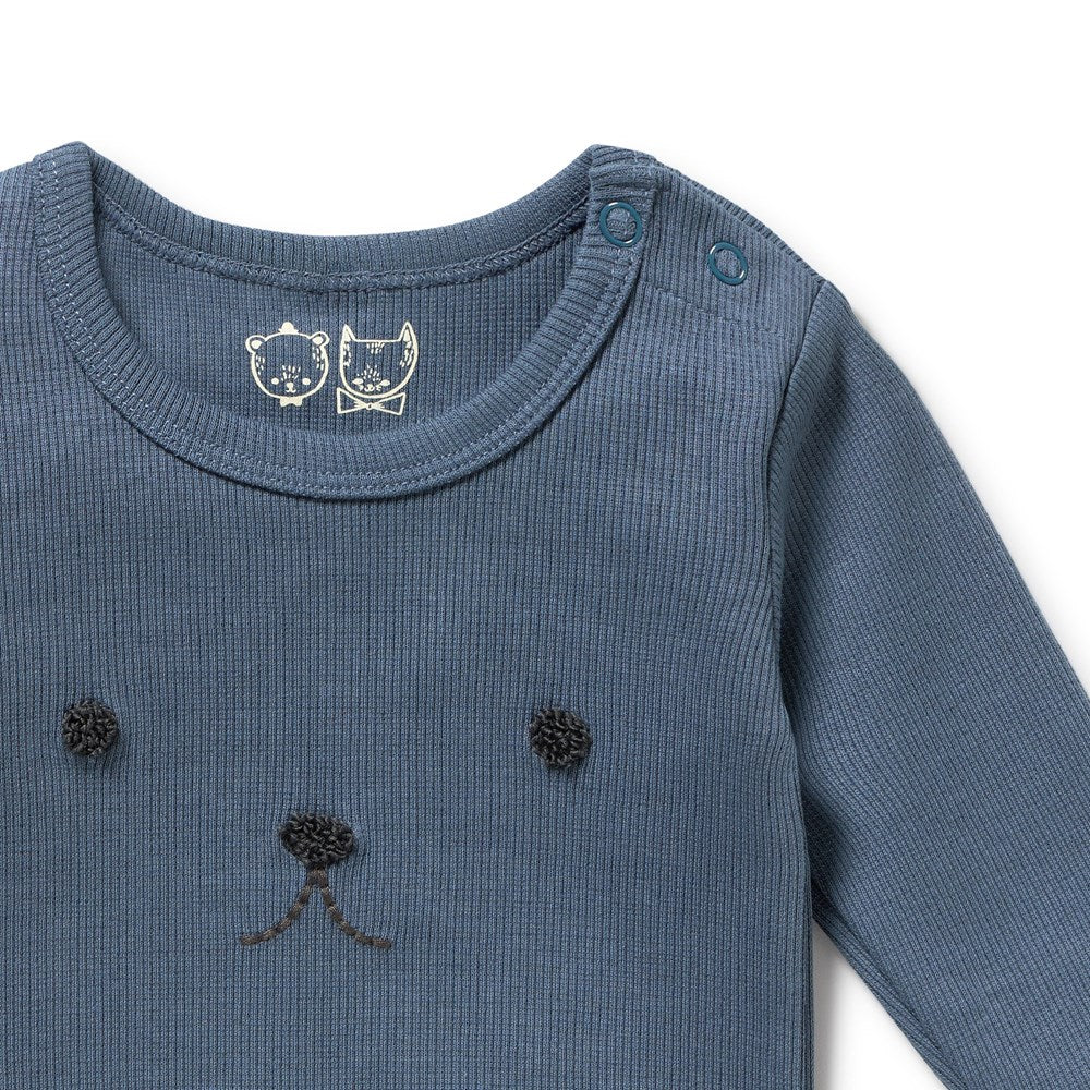 Wilson & Frenchy - Twilight Blue Organic Rib Long Sleeved Bodysuit