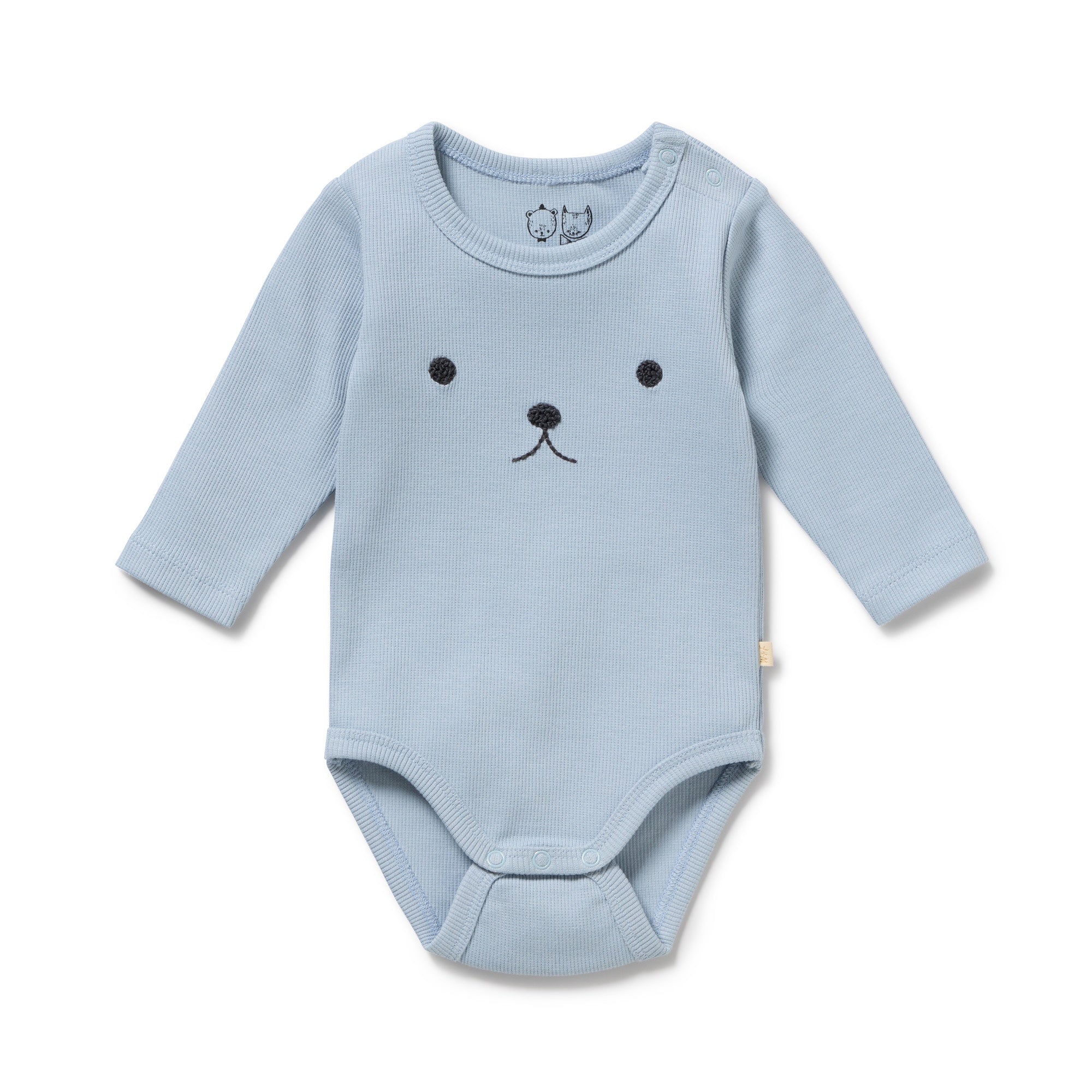 Wilson & Frenchy - Storm Blue Organic Rib Long Sleeved Bodysuit