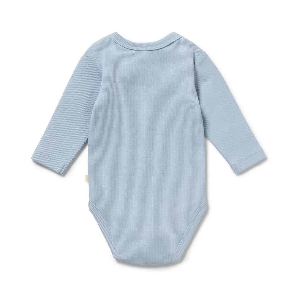 Wilson & Frenchy - Storm Blue Organic Rib Long Sleeved Bodysuit