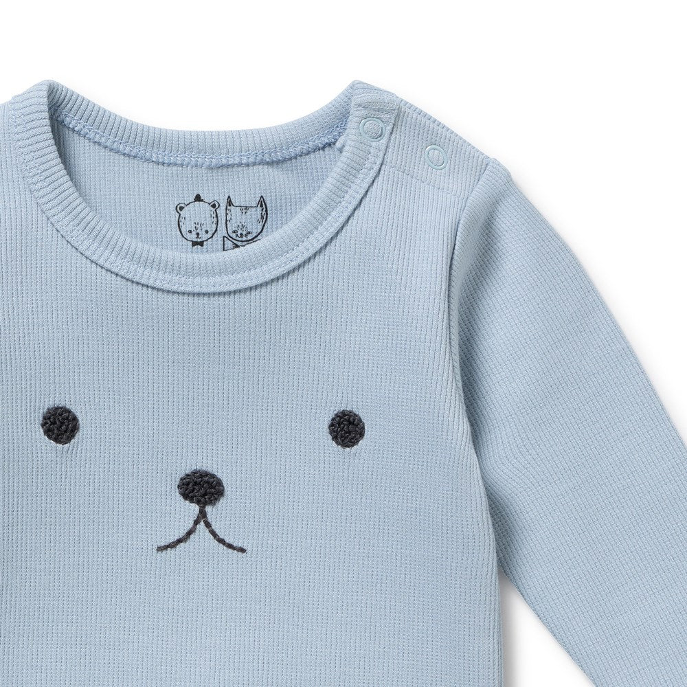 Wilson & Frenchy - Storm Blue Organic Rib Long Sleeved Bodysuit