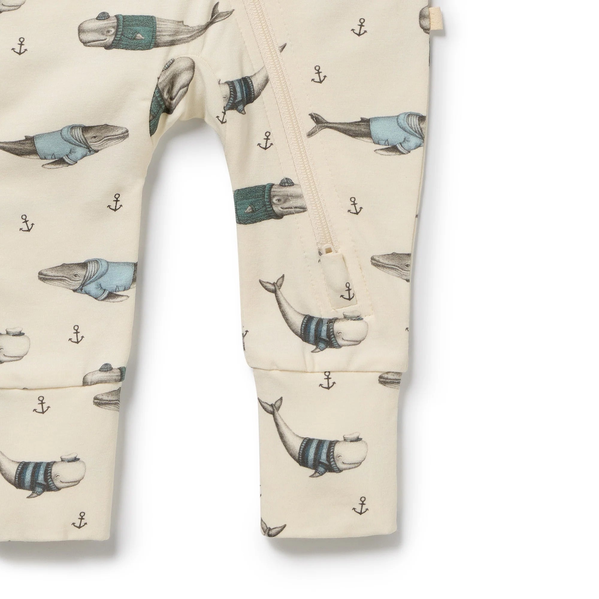 Wilson & Frenchy - Woolly Whales Organic Zipsuit with Feet
