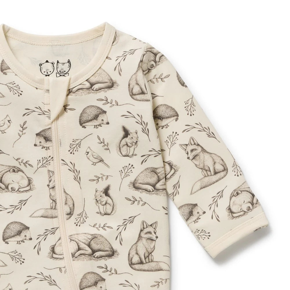 Wilson & Frenchy - Foxglove Forest Organic Zipsuit with Feet