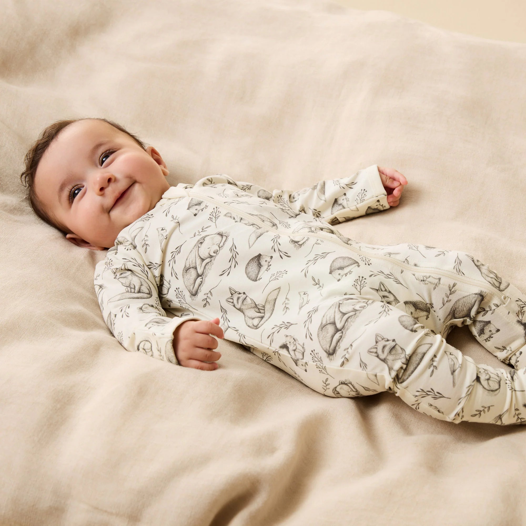 Wilson & Frenchy - Foxglove Forest Organic Zipsuit with Feet