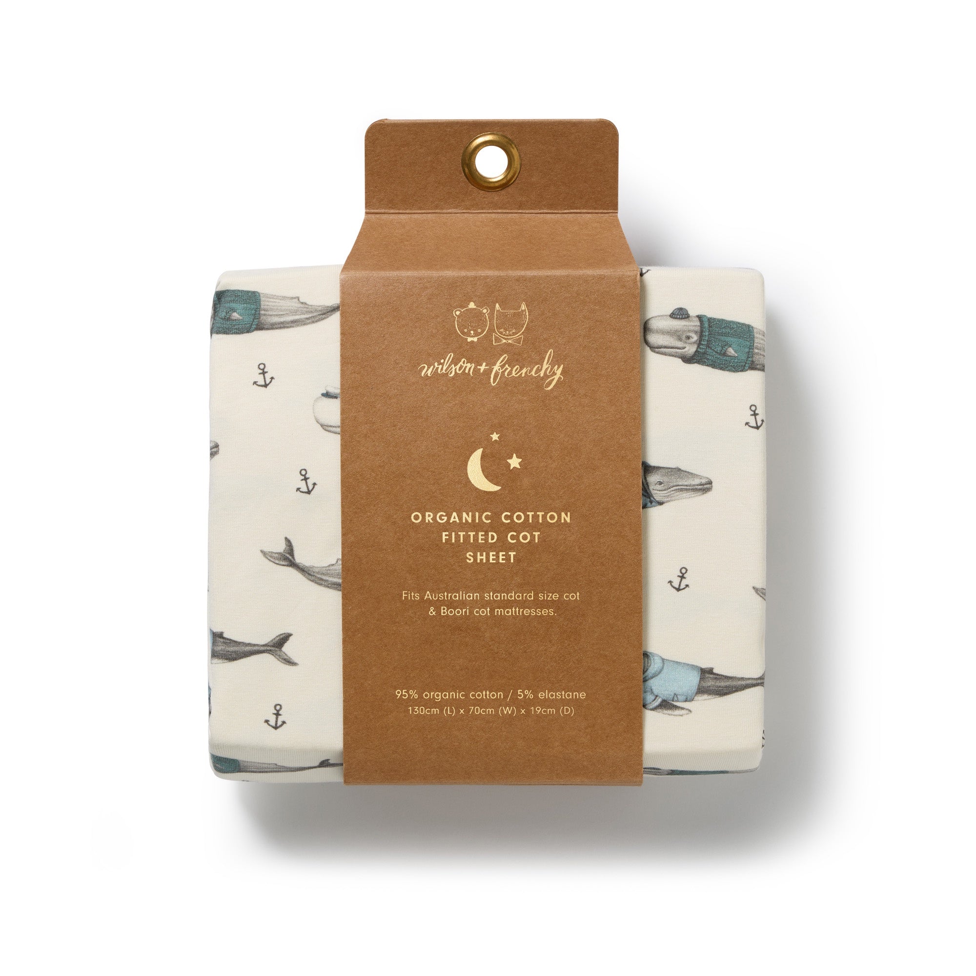 Wilson & Frenchy - Woolly Whales Organic Cot Sheet