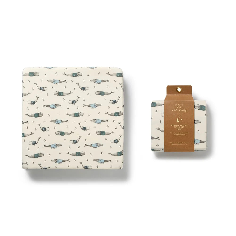Wilson & Frenchy - Woolly Whales Organic Cot Sheet