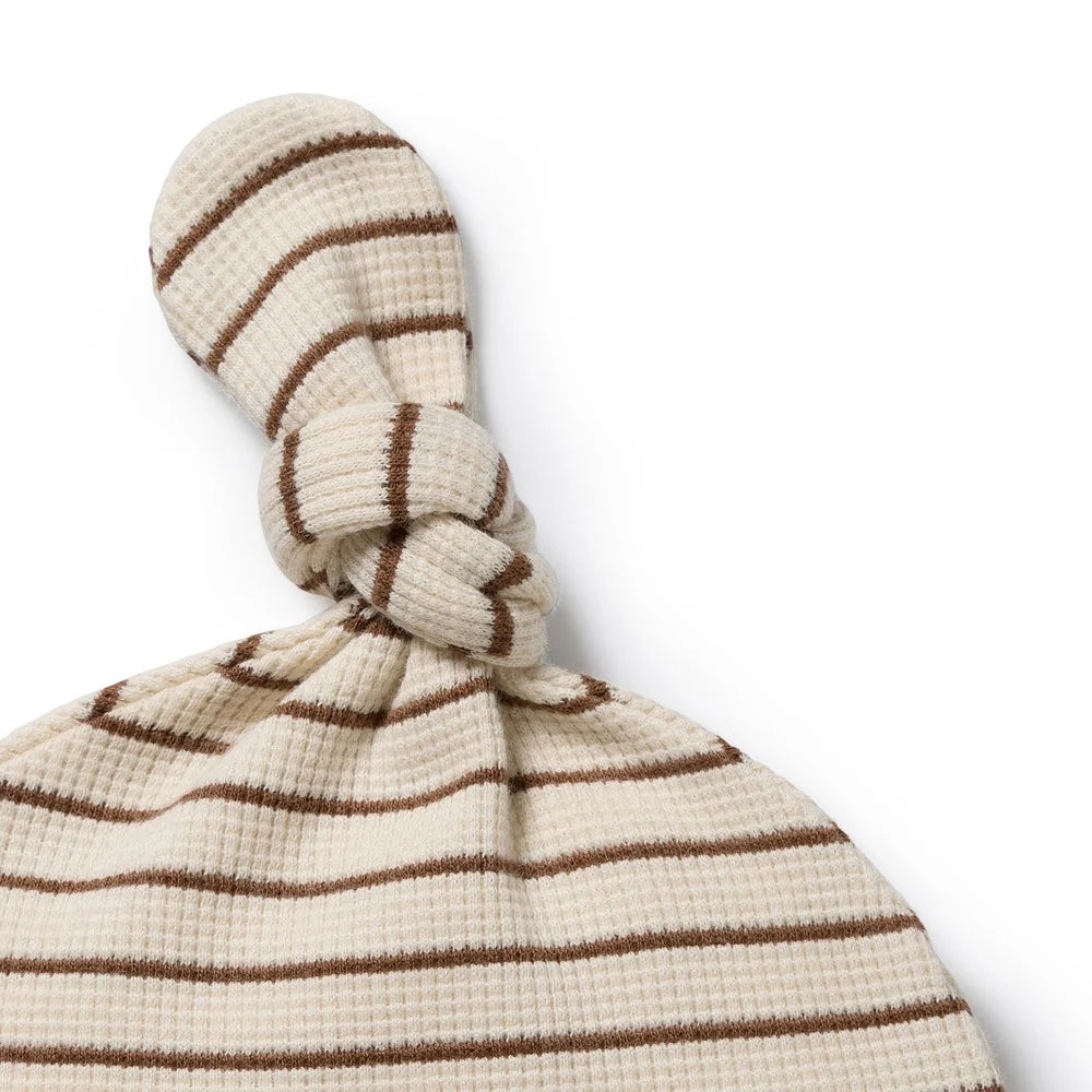 Wilson & Frenchy - Nutmeg Stripe Organic Waffle Knot Hat