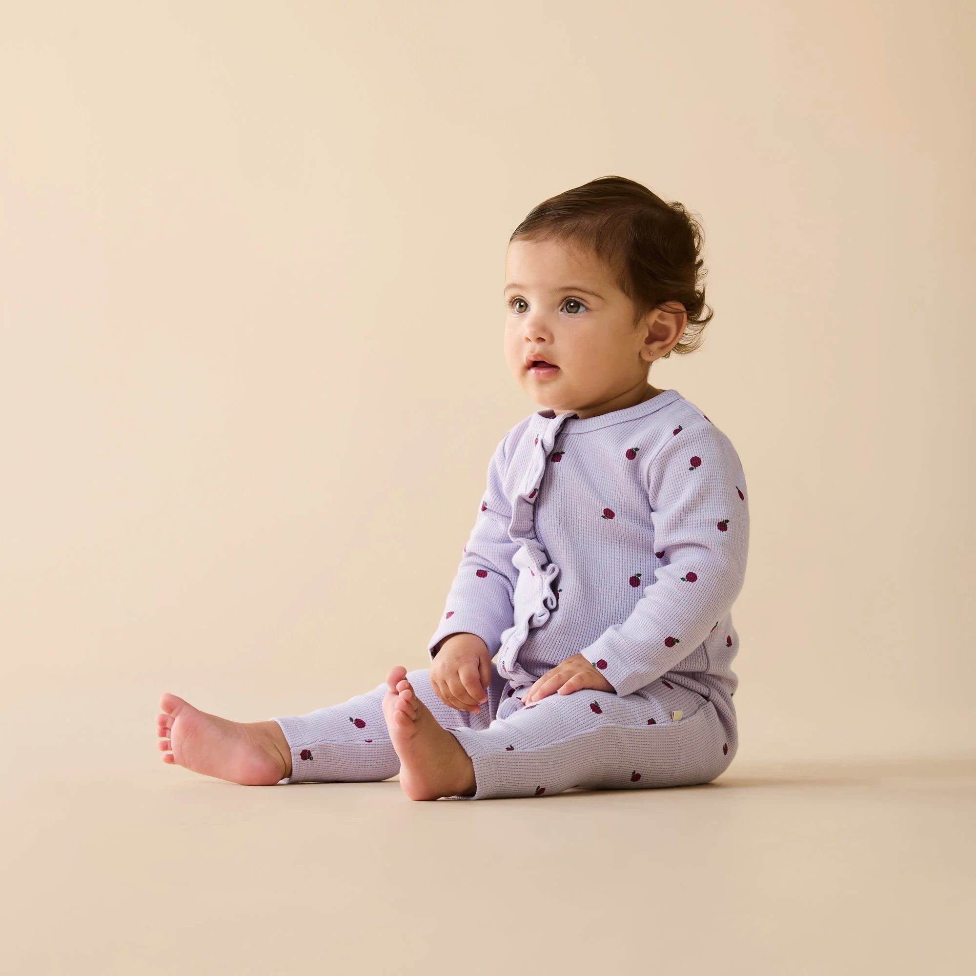 Wilson & Frenchy - Berry Plums Organic Waffle Ruffle Zipsuit