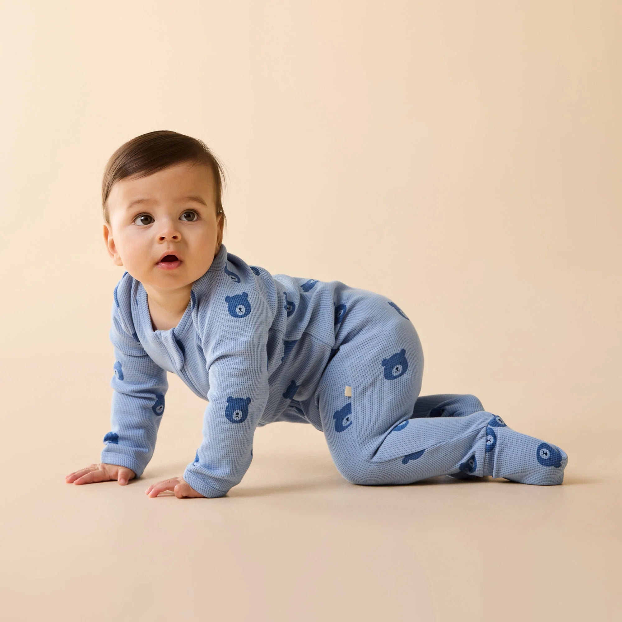 Wilson & Frenchy - Bear Hugs Organic Waffle Zipsuit