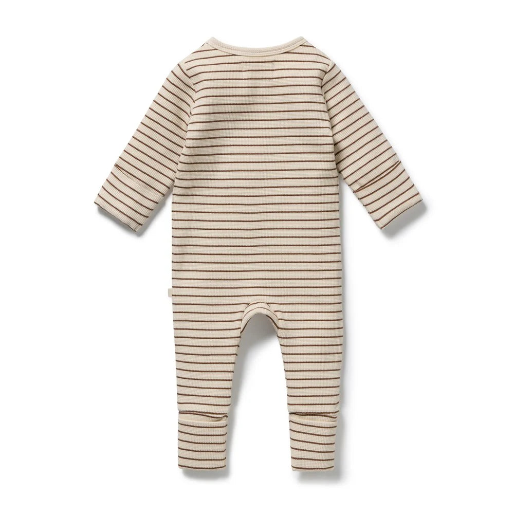 Wilson & Frenchy - Nutmeg Stripe Organic Waffle Zipsuit