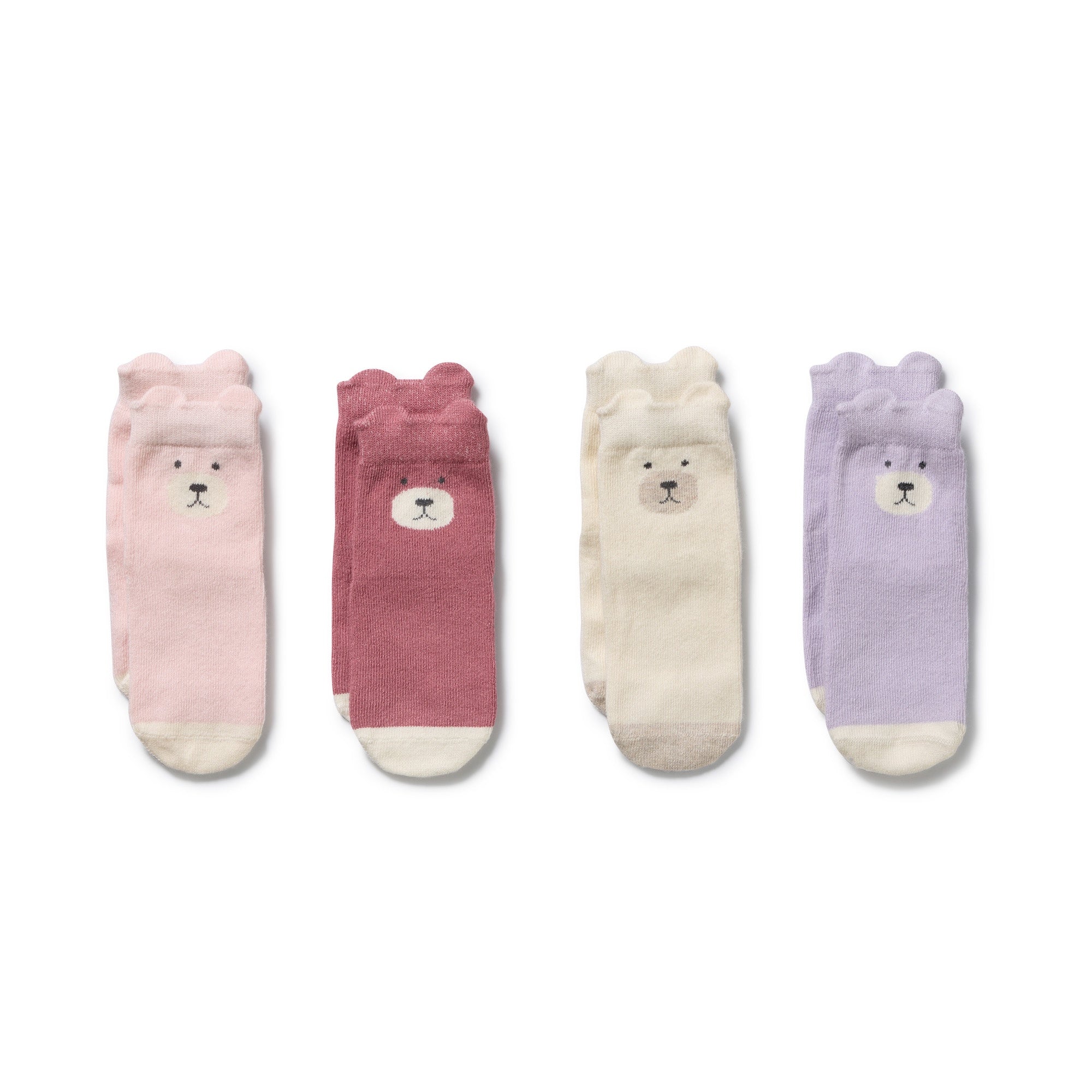 Wilson & Frenchy - Organic 4 Pack Baby Socks - Plum, Strawberry Cream, Lilac