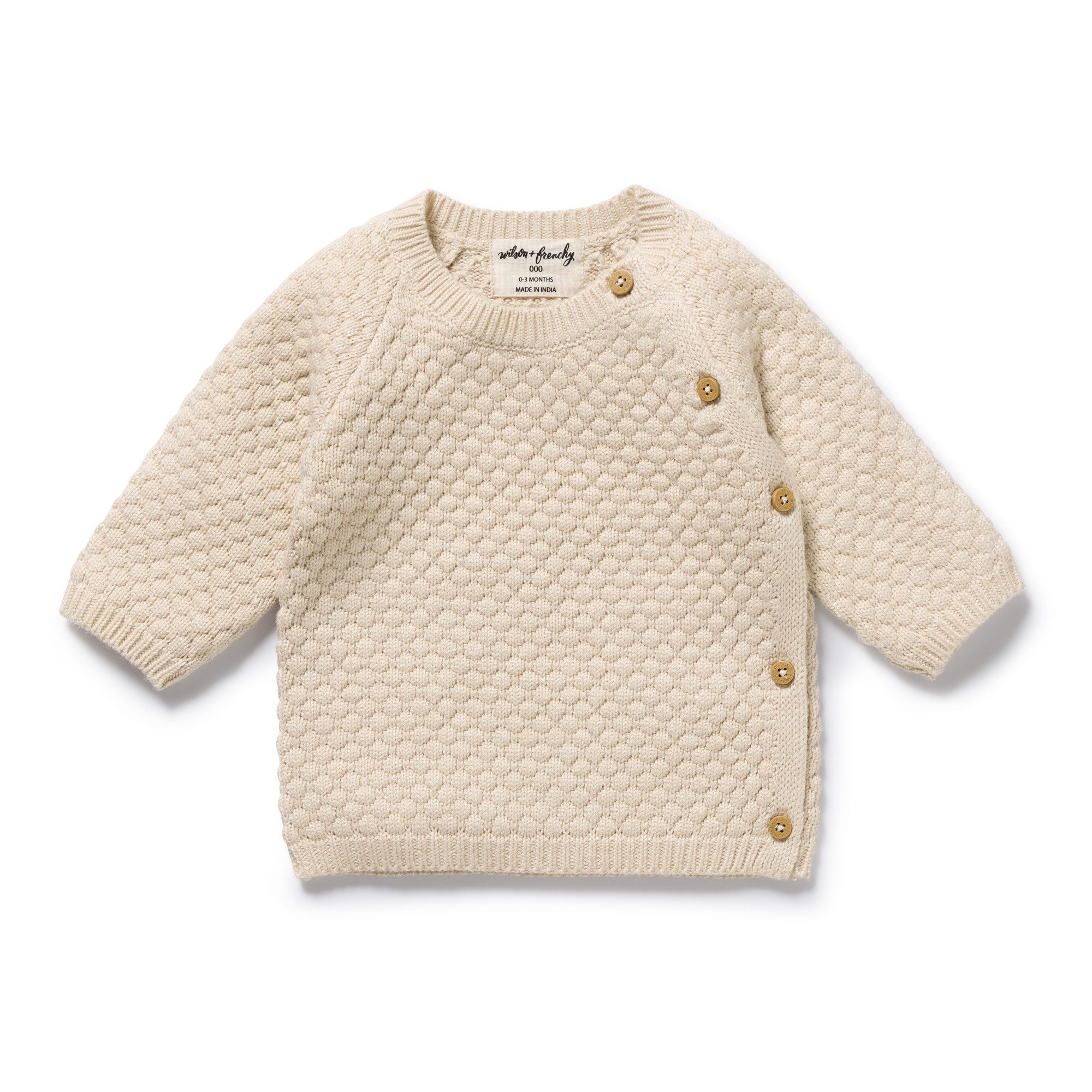 Wilson & Frenchy - Cream Organic Knitted Bubble Kimono Cardigan