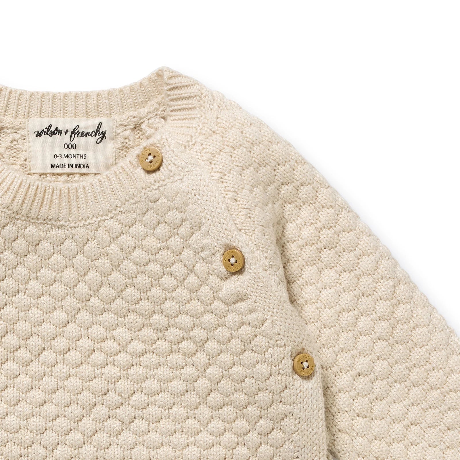 Wilson & Frenchy - Cream Organic Knitted Bubble Kimono Cardigan