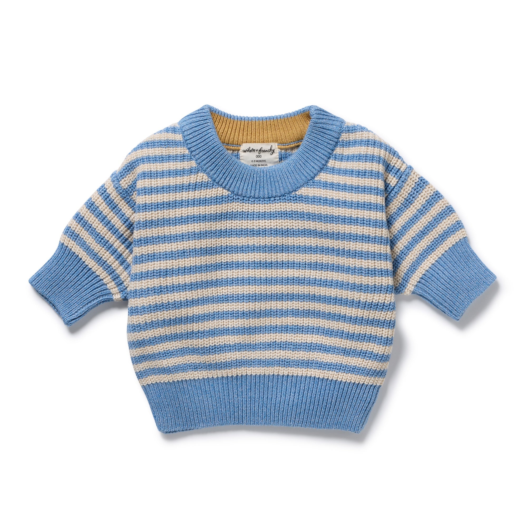 Wilson & Frenchy - Frosted Blue Organic Knitted Stripe Jumper