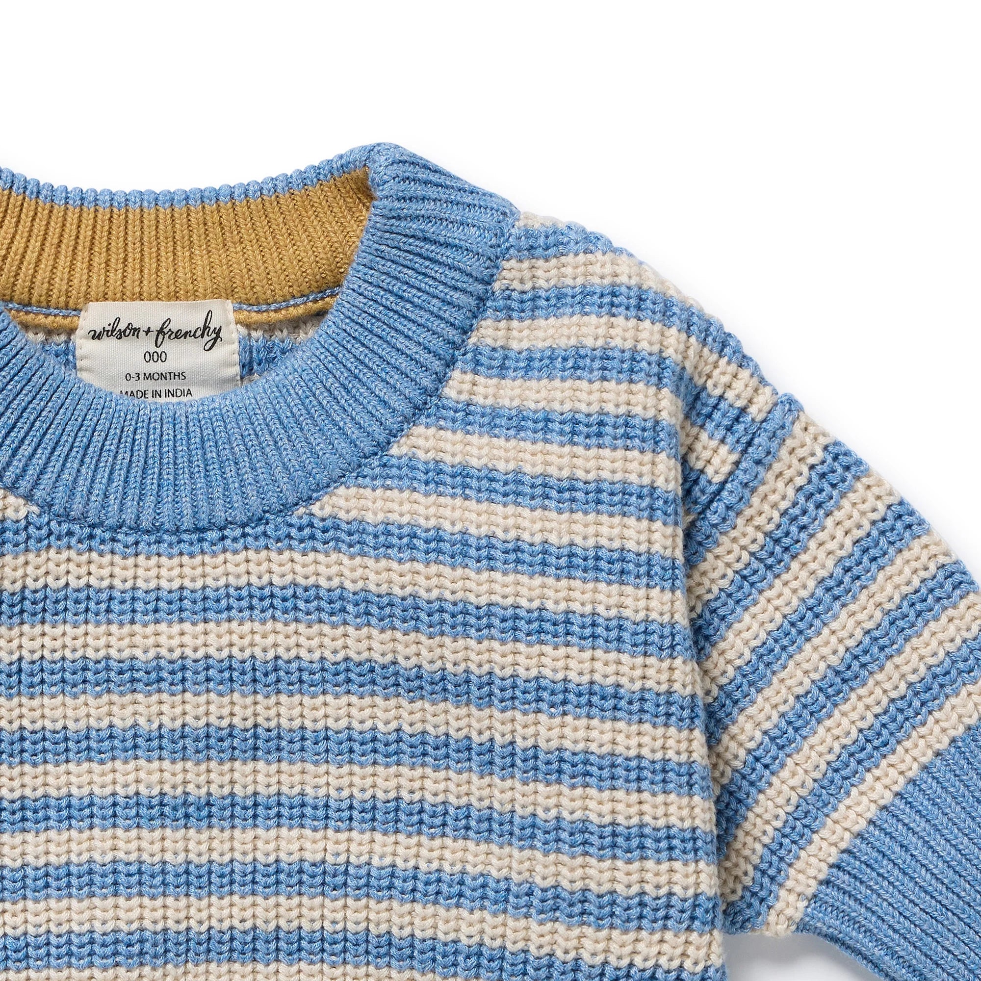 Wilson & Frenchy - Frosted Blue Organic Knitted Stripe Jumper