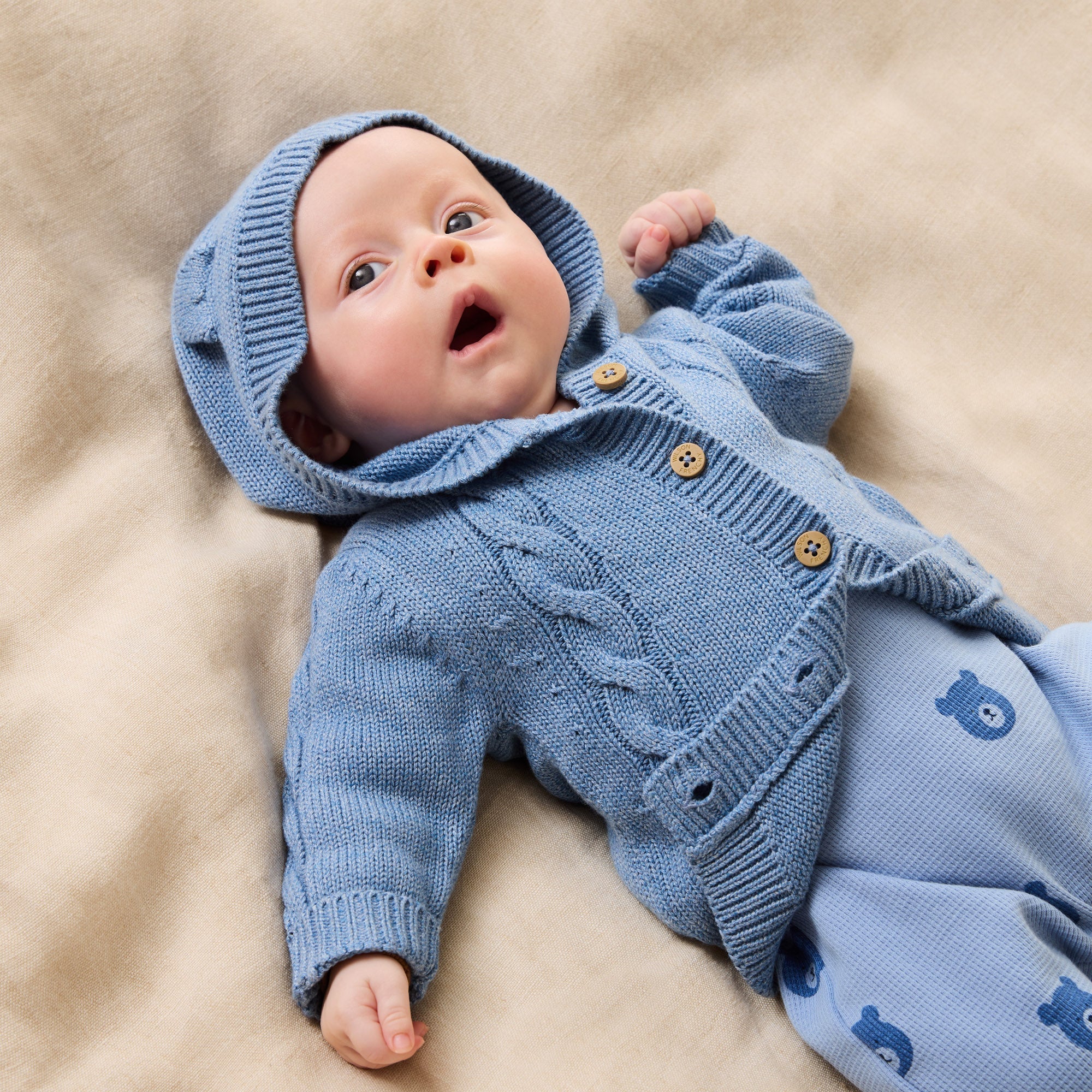 Wilson & Frenchy - Frosted Blue Organic Knitted Cable Jacket
