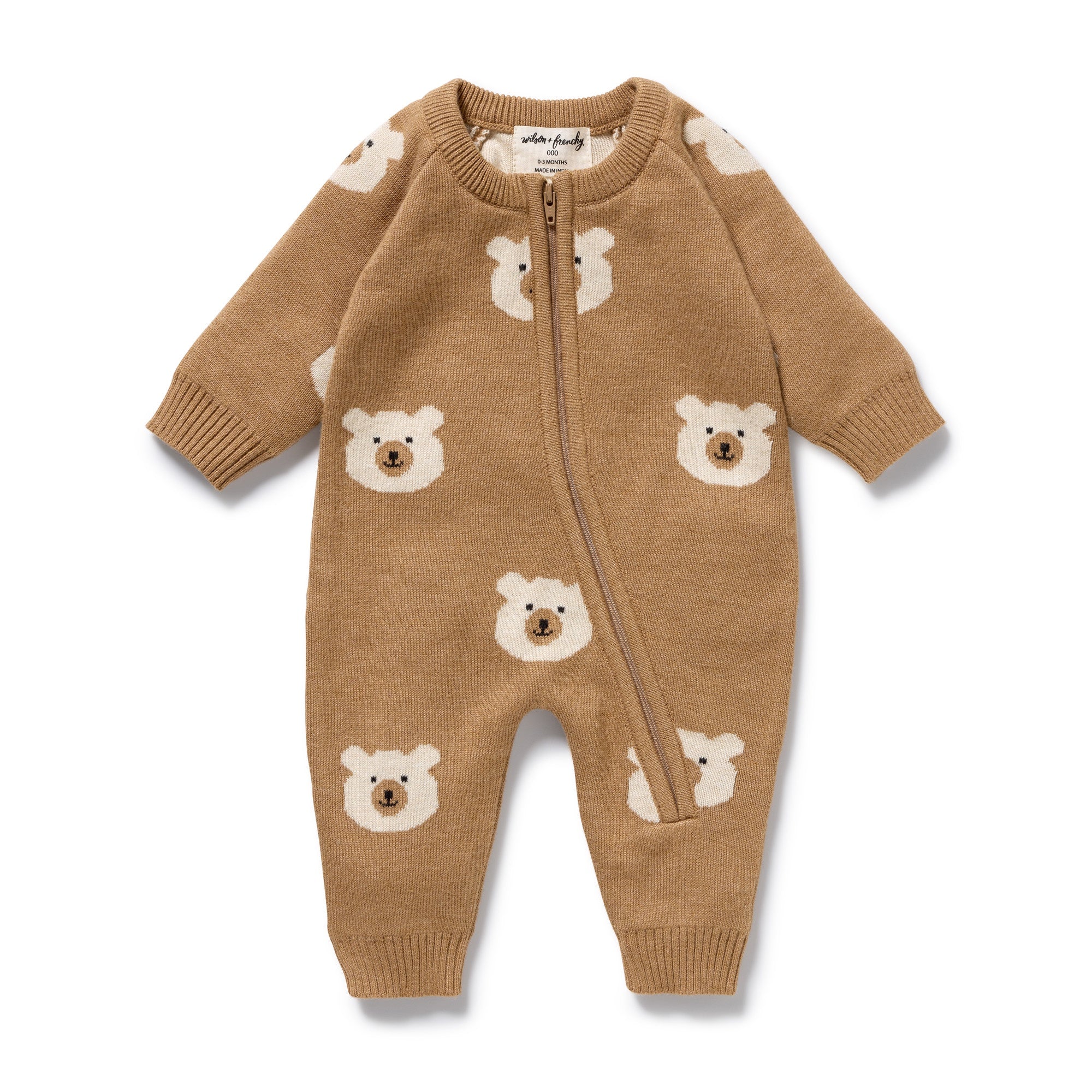 Wilson & Frenchy - Beary Cute Organic Knitted Jacquard Growsuit