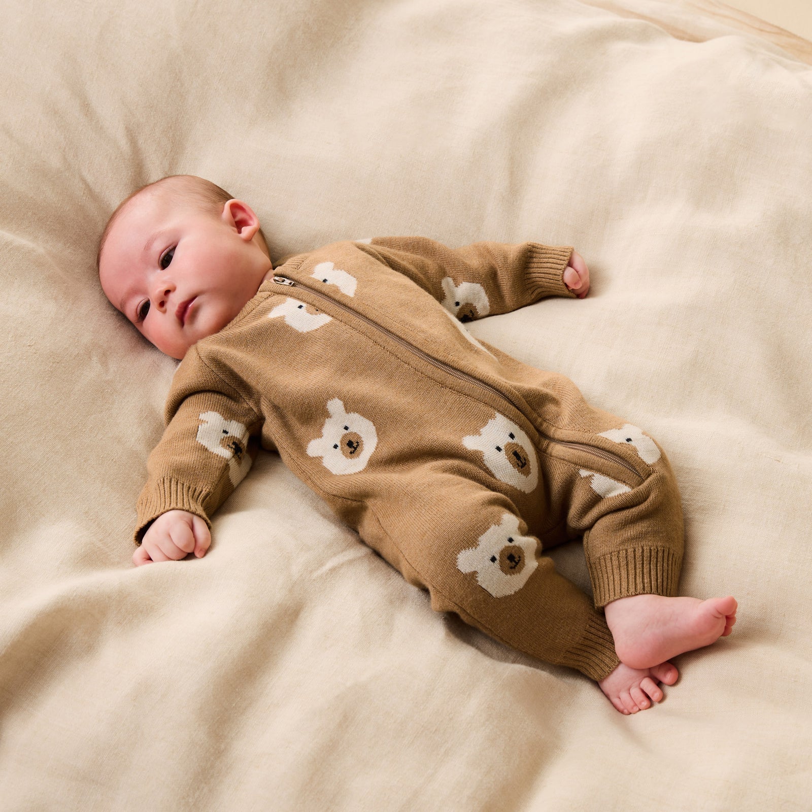 Wilson & Frenchy - Beary Cute Organic Knitted Jacquard Growsuit