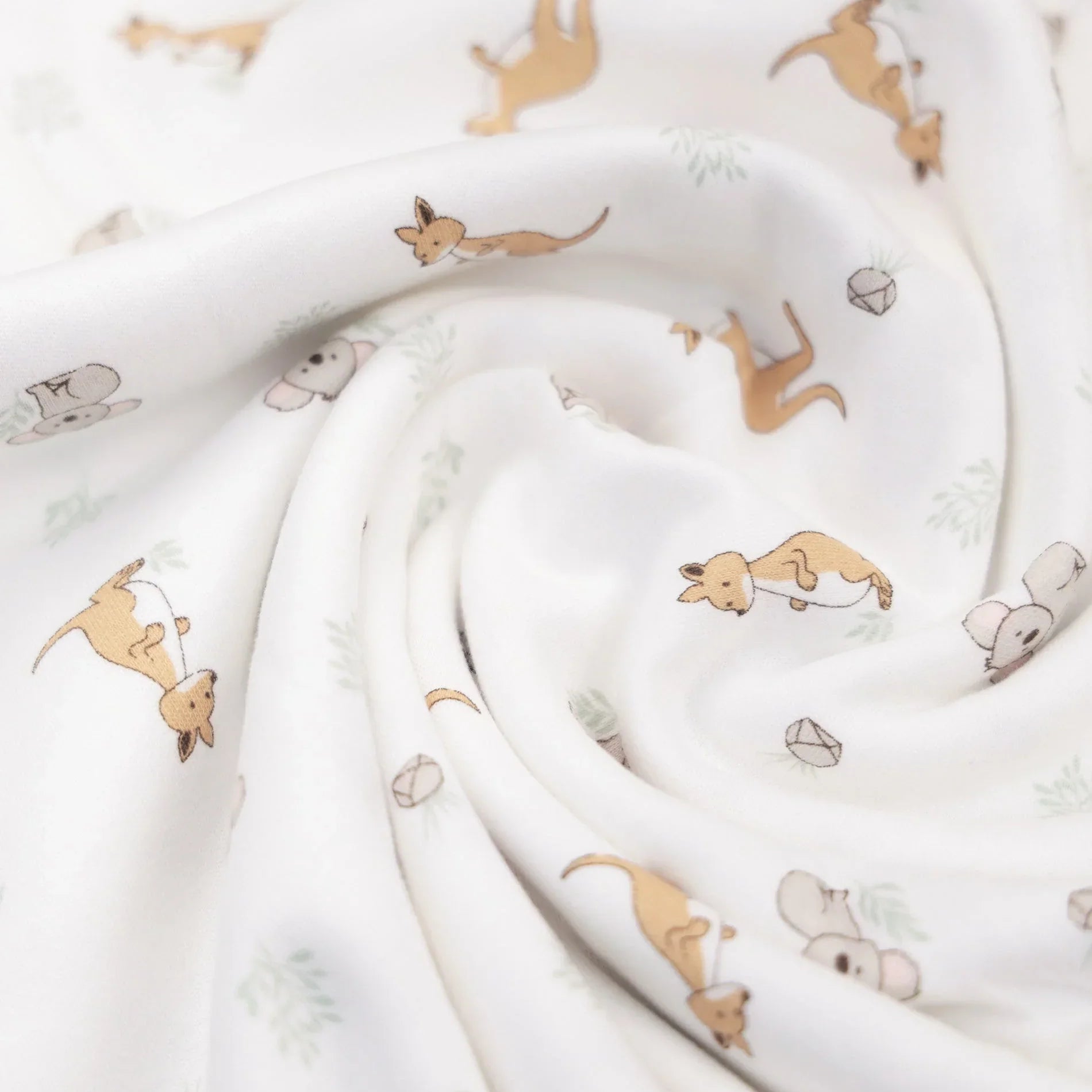 Lummi in Colour - Organic Cotton Baby Swadddle Wrap - Kangaroo & Koala