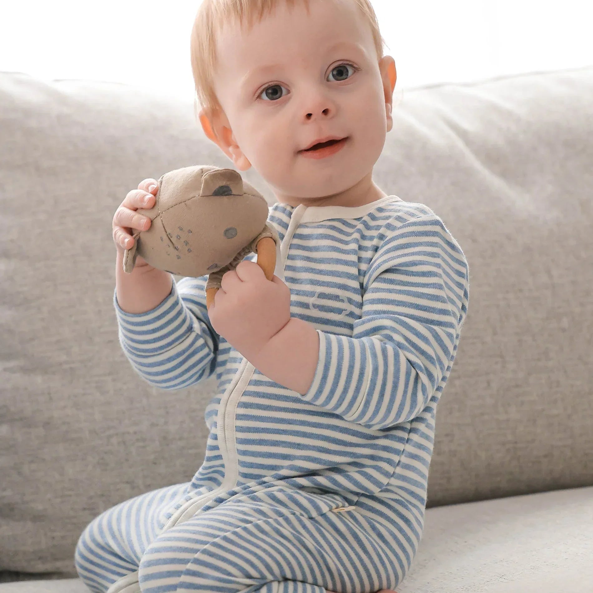 Lummi in Colour - Organic Cotton Zip Growsuit - Blue Stripes