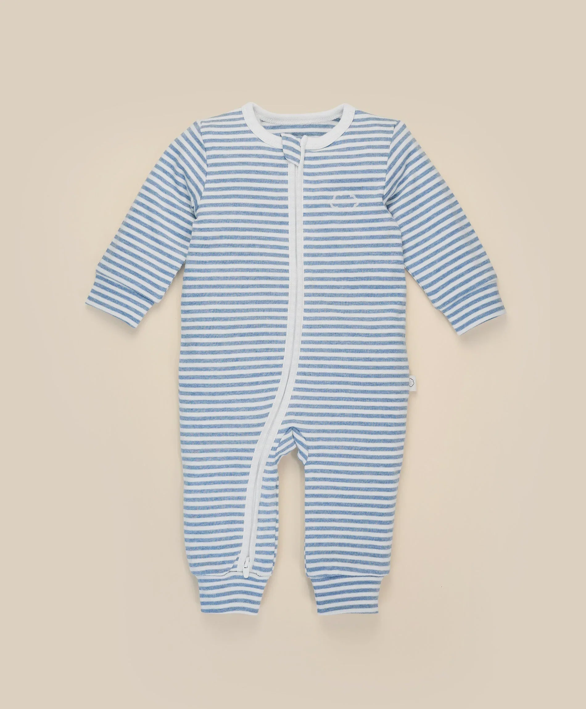 Lummi in Colour - Organic Cotton Zip Growsuit - Blue Stripes