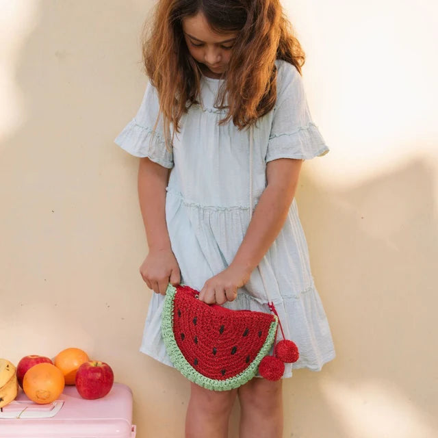 Acorn - Watermelon Pom Pom Straw Bag