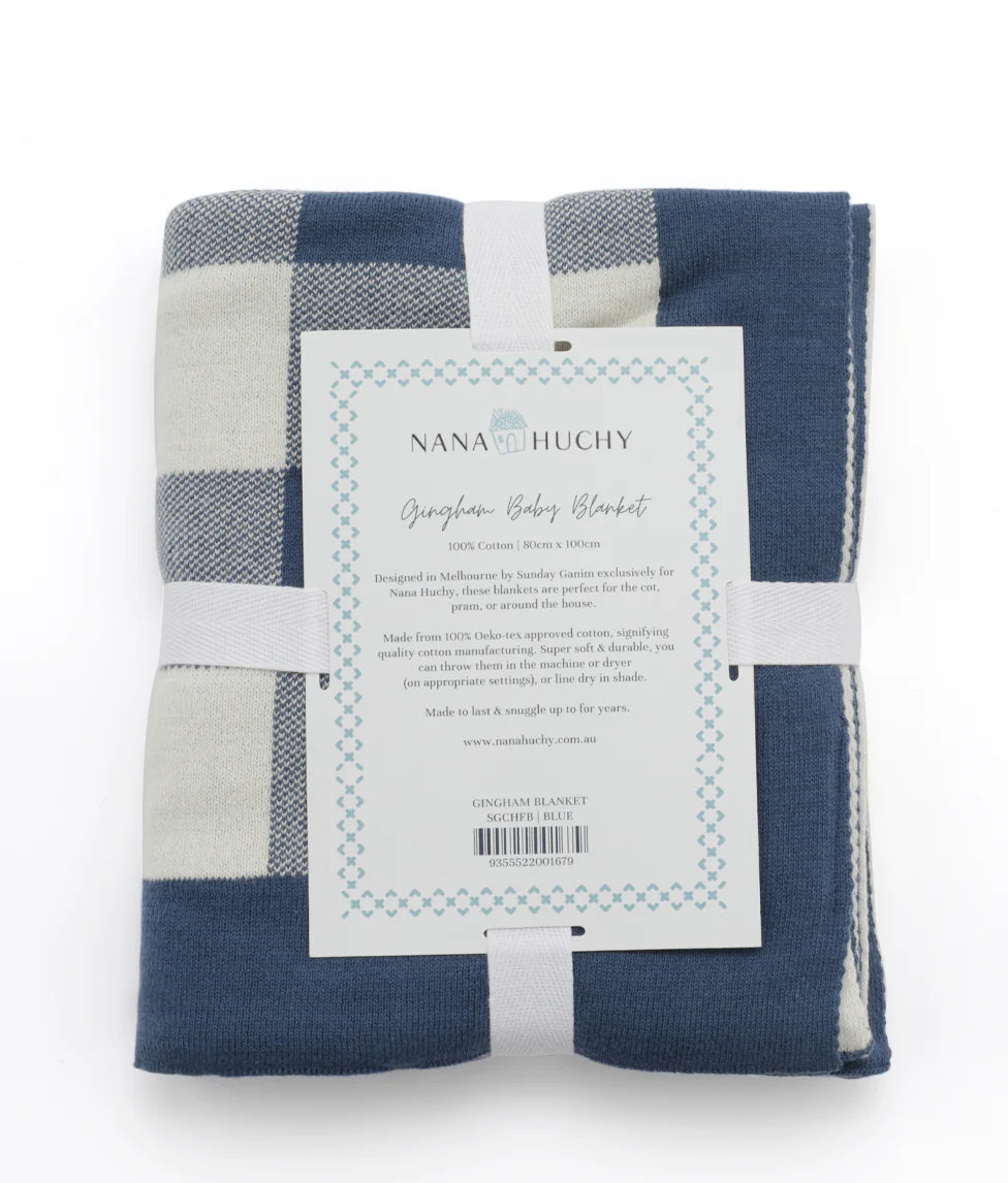 Nana Huchy - Gingham Baby Blanket - Blue