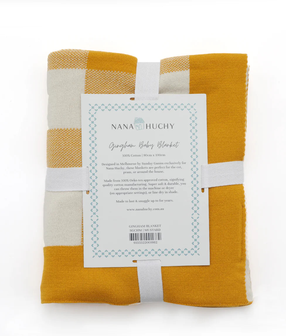 Nana Huchy - Gingham Baby Blanket - Mustard