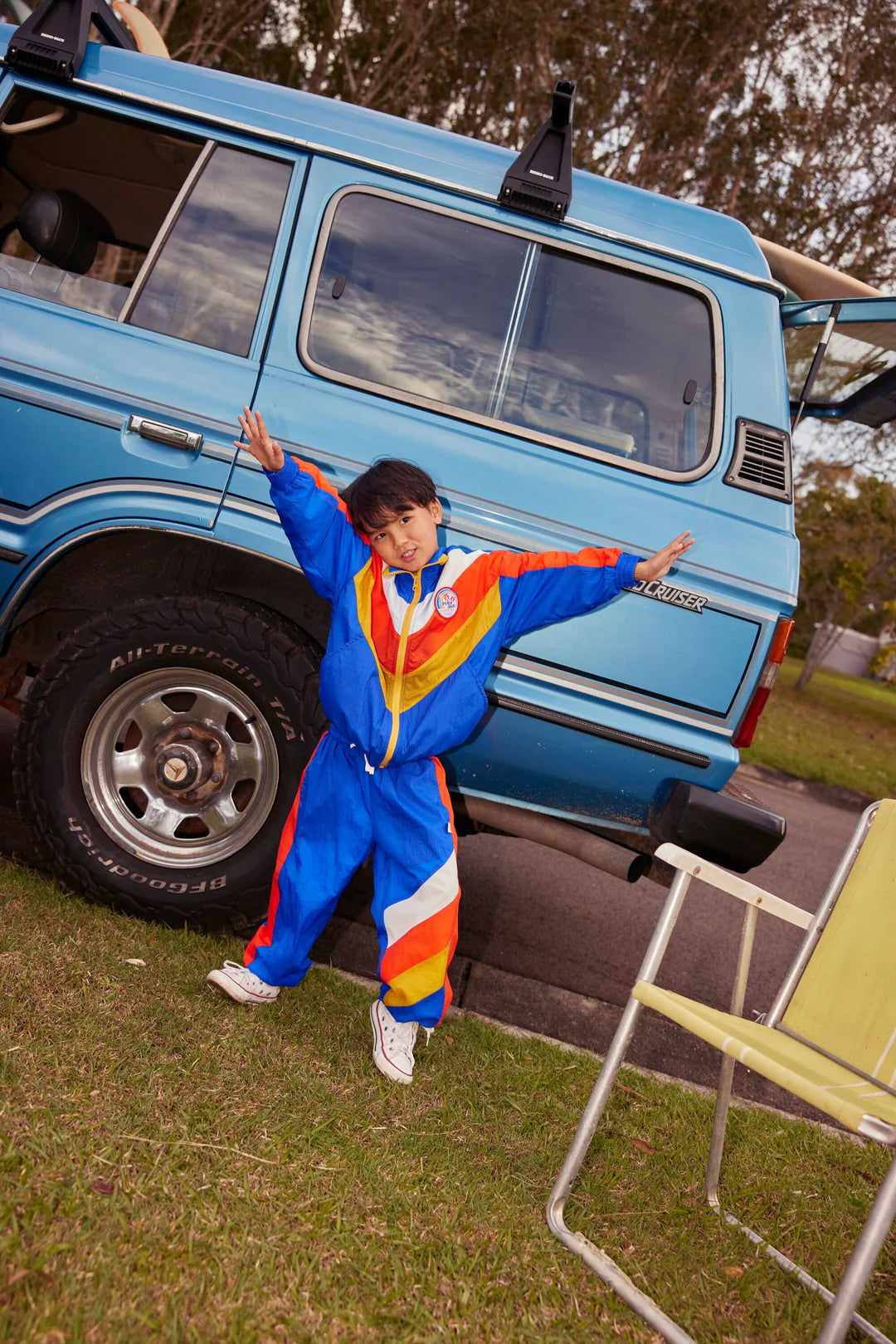 Goldie & Ace - Retro Lightweight Sporty Pants - Deep Blue Multi