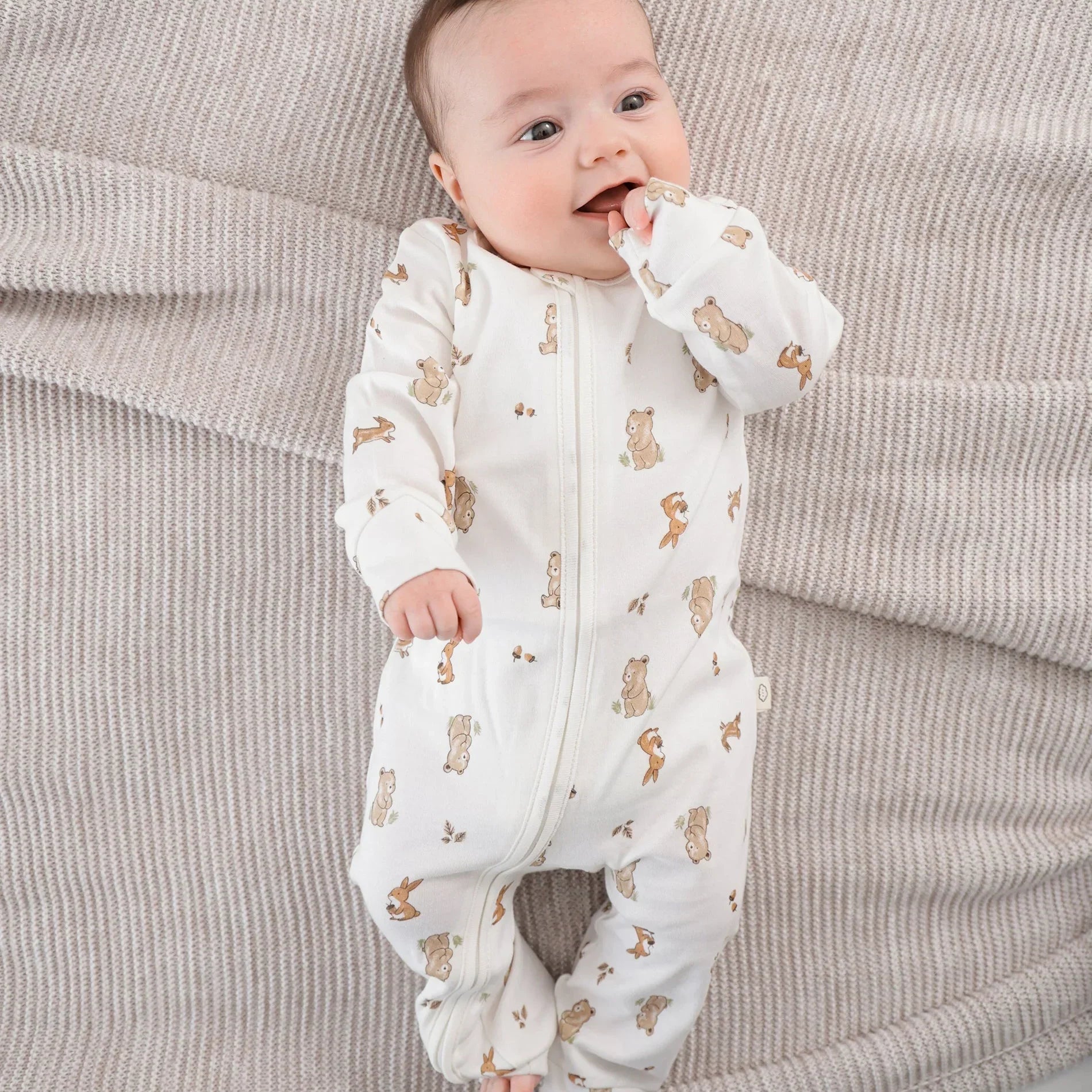 Lummi in Colour - Organic Cotton Zip Growsuit - Bear & Bunny