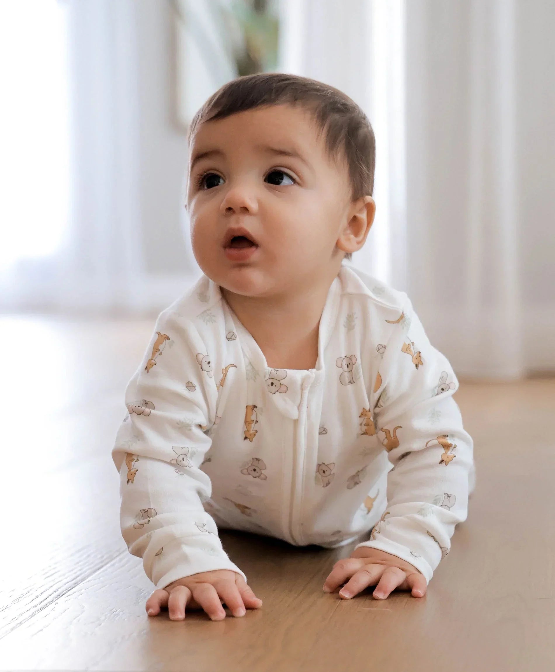 Lummi in Colour - Organic Cotton Zip Growsuit - Kangaroo & Koala